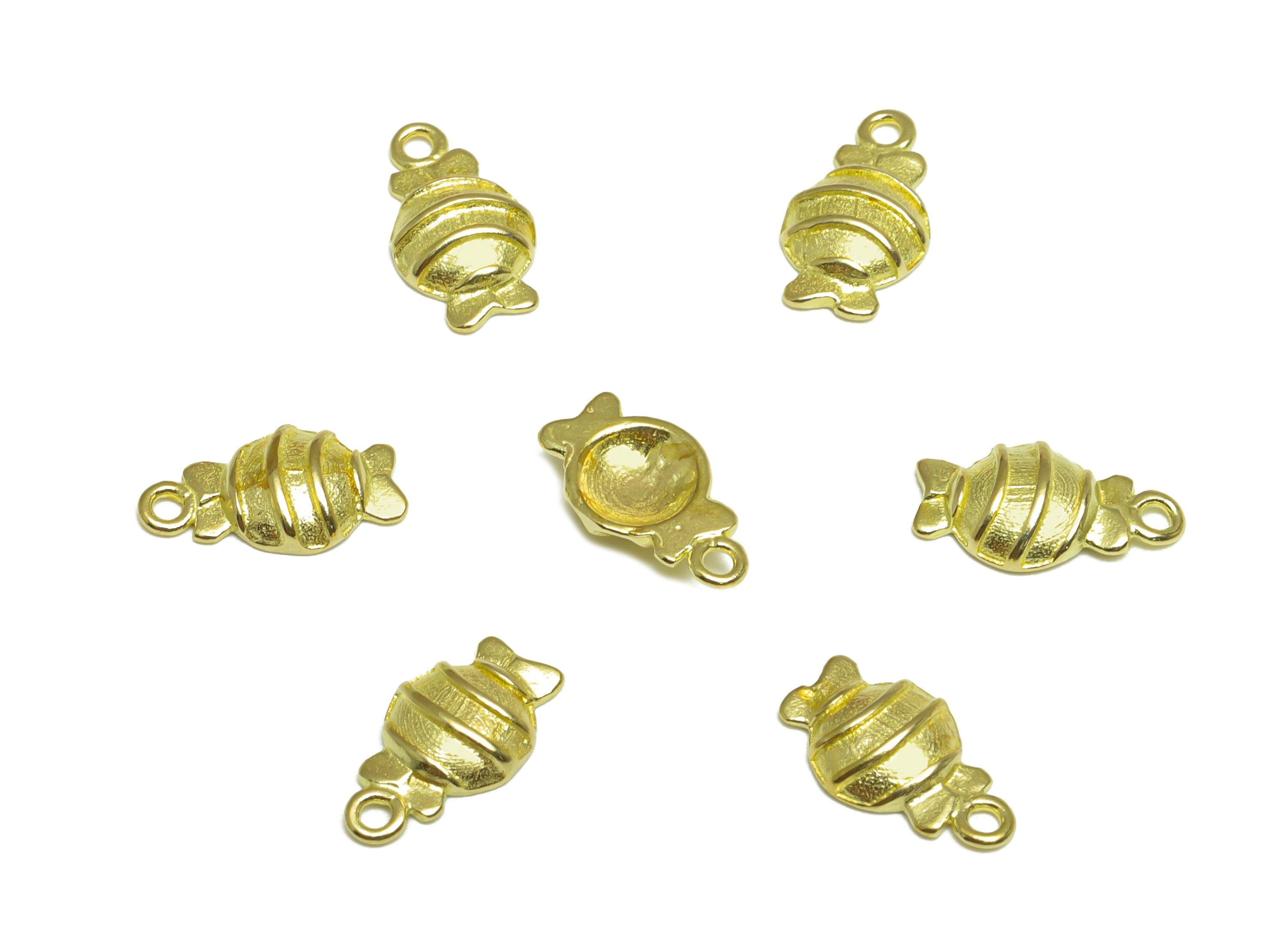 Brass Candy Earring Charm - Raw Brass Mini Candy Earring Charm - Brass Textured Candy Earring Charm - Bracelet Charm - 10.8x5x2mm - PP10087 - DOMEDBAZAAR