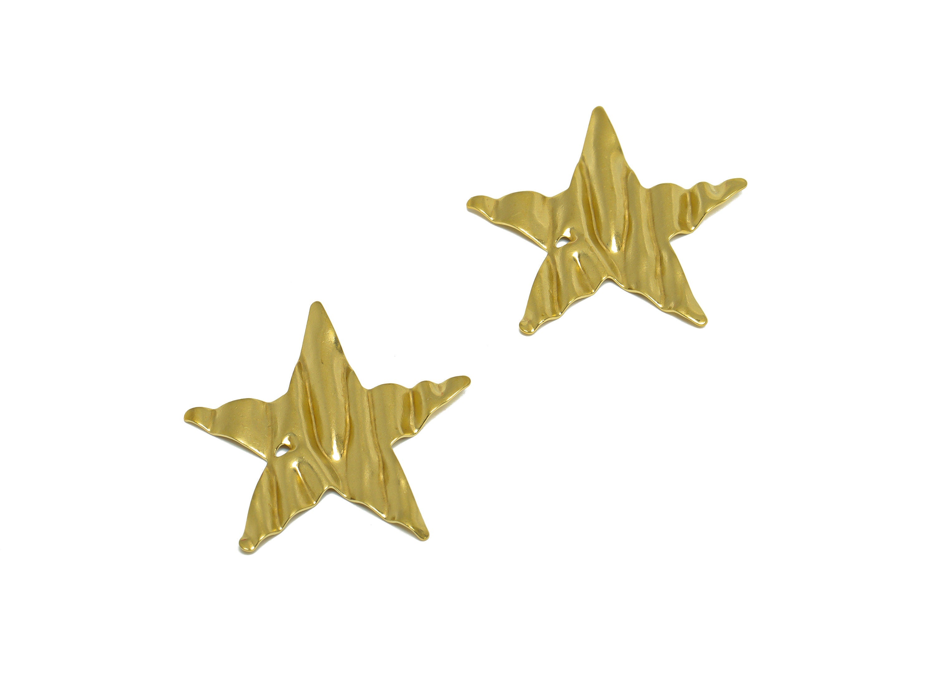 Brass Star Earring Charm - Raw Brass Wavy Star Earring Charm - Brass Wavy Star Pendant - Brass Star Charm - 34.3x34.3x2mm - PP10223 - DOMEDBAZAAR