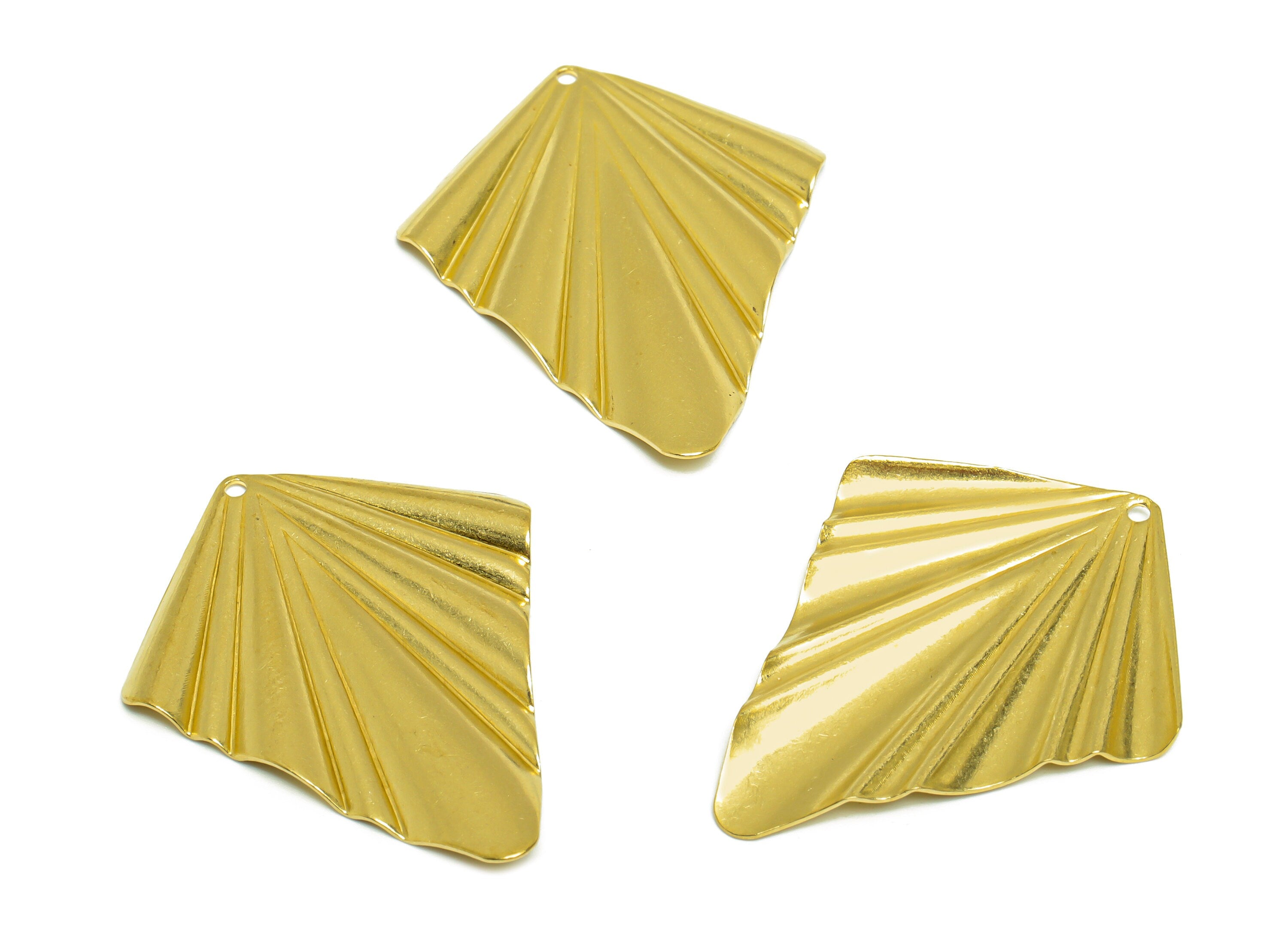 Brass Rhombic Earring Charm - Raw Brass Wavy Diamond Earring Charm - Brass Wavy Pendant - Geometry Charm - 38x31x1.6mm- PP10256 - DOMEDBAZAAR