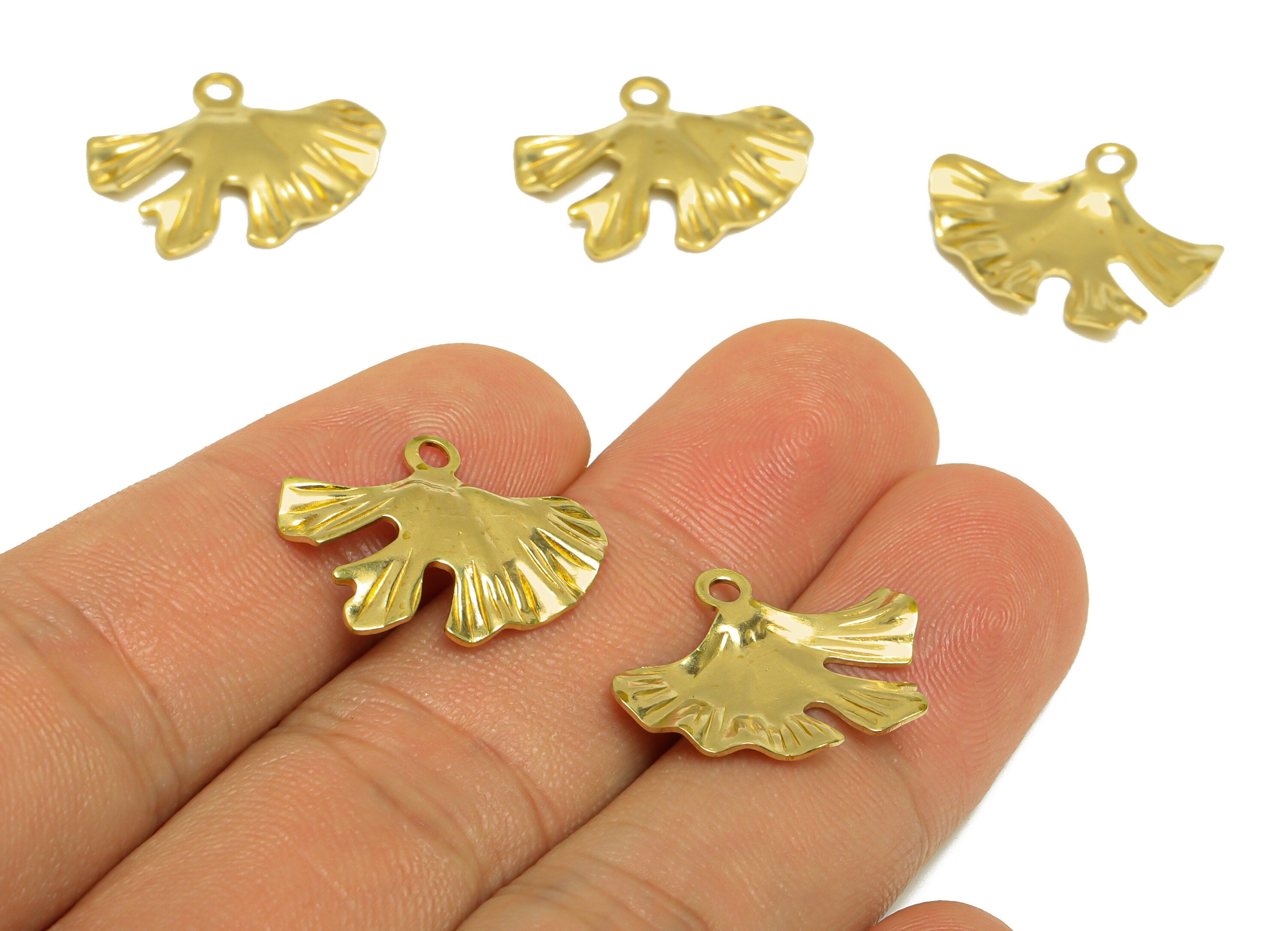 Brass Leaf Earring Charm - Raw Brass Textured Leaf Earring Charm - Brass Botanical Pendant - Lotus Leaf Charm - 29x22x1.8mm - PP10293 - DOMEDBAZAAR