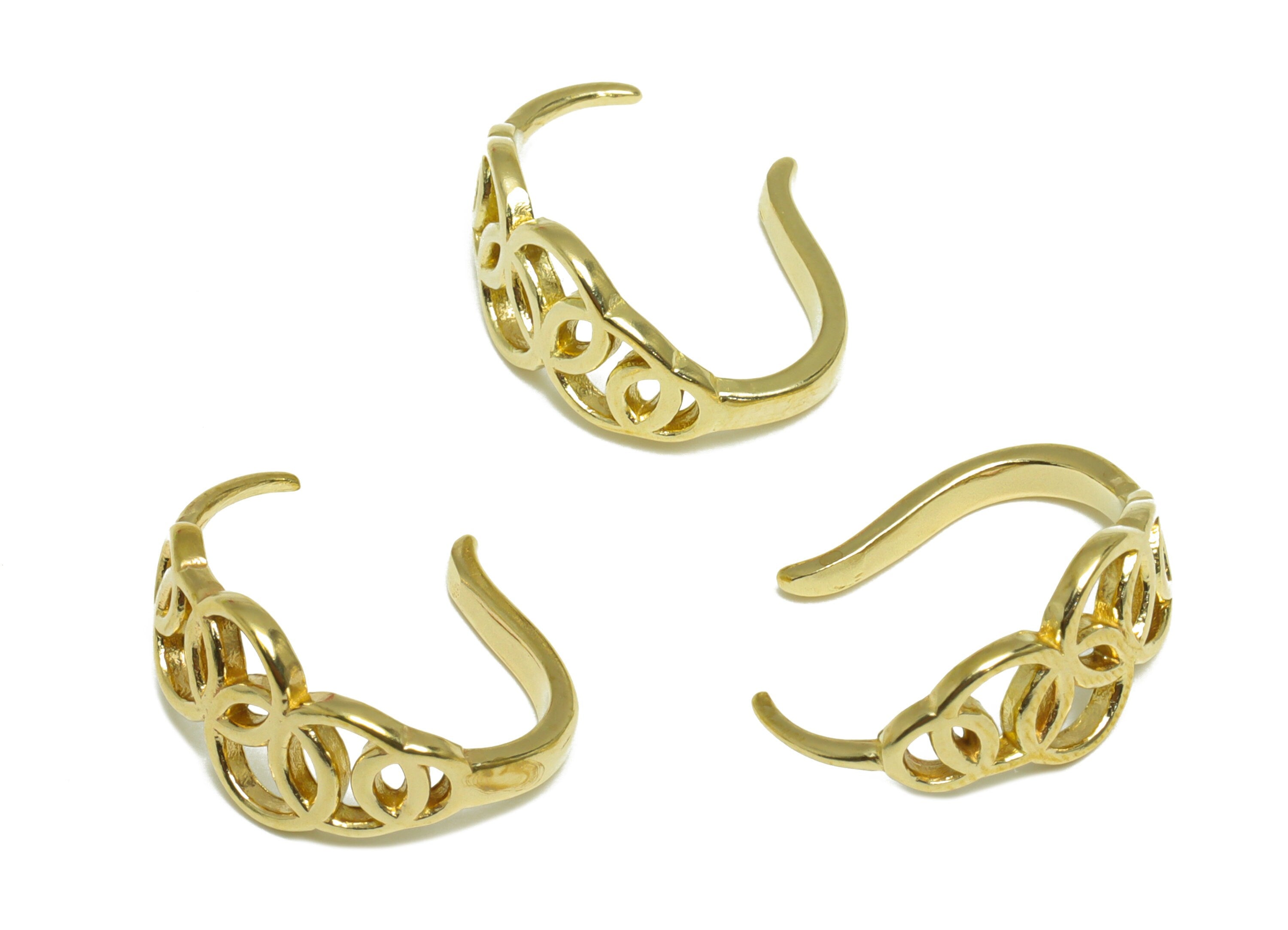 Brass Round Ear Wires Earring - Raw Brass Link Circle Ear Hook - Brass Pattern Wire Hook Earring - Wire Hook Earring - 17.6x14x8mm - PP10114 - DOMEDBAZAAR