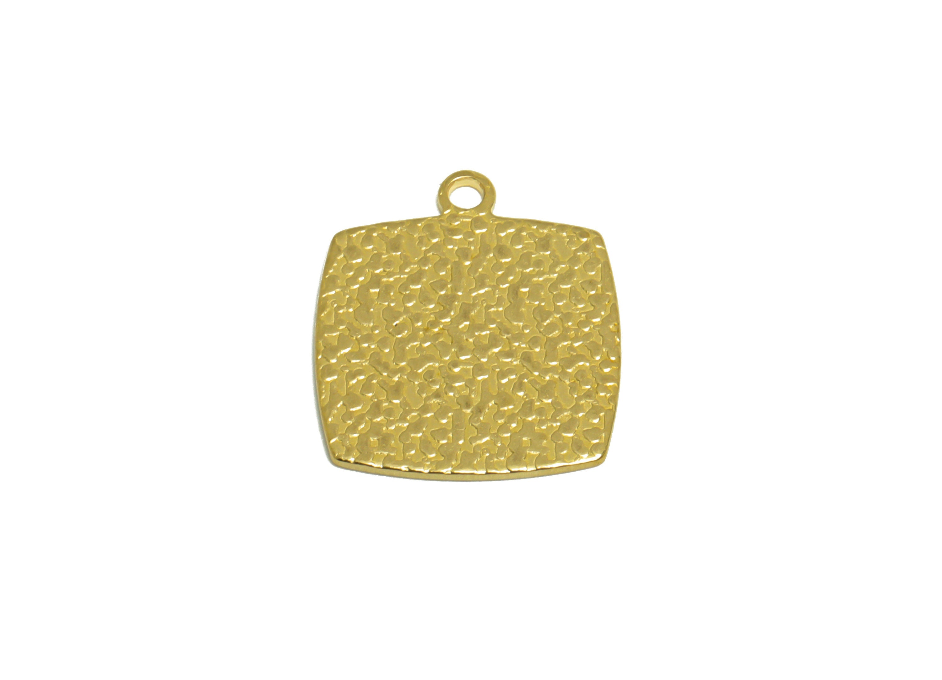 Brass Square Earring Charm - Raw Brass Textured Square Earring Charm - Brass Antique Vintage Pendant - For Necklace - 18.2x15x1mm - PP10287 - DOMEDBAZAAR