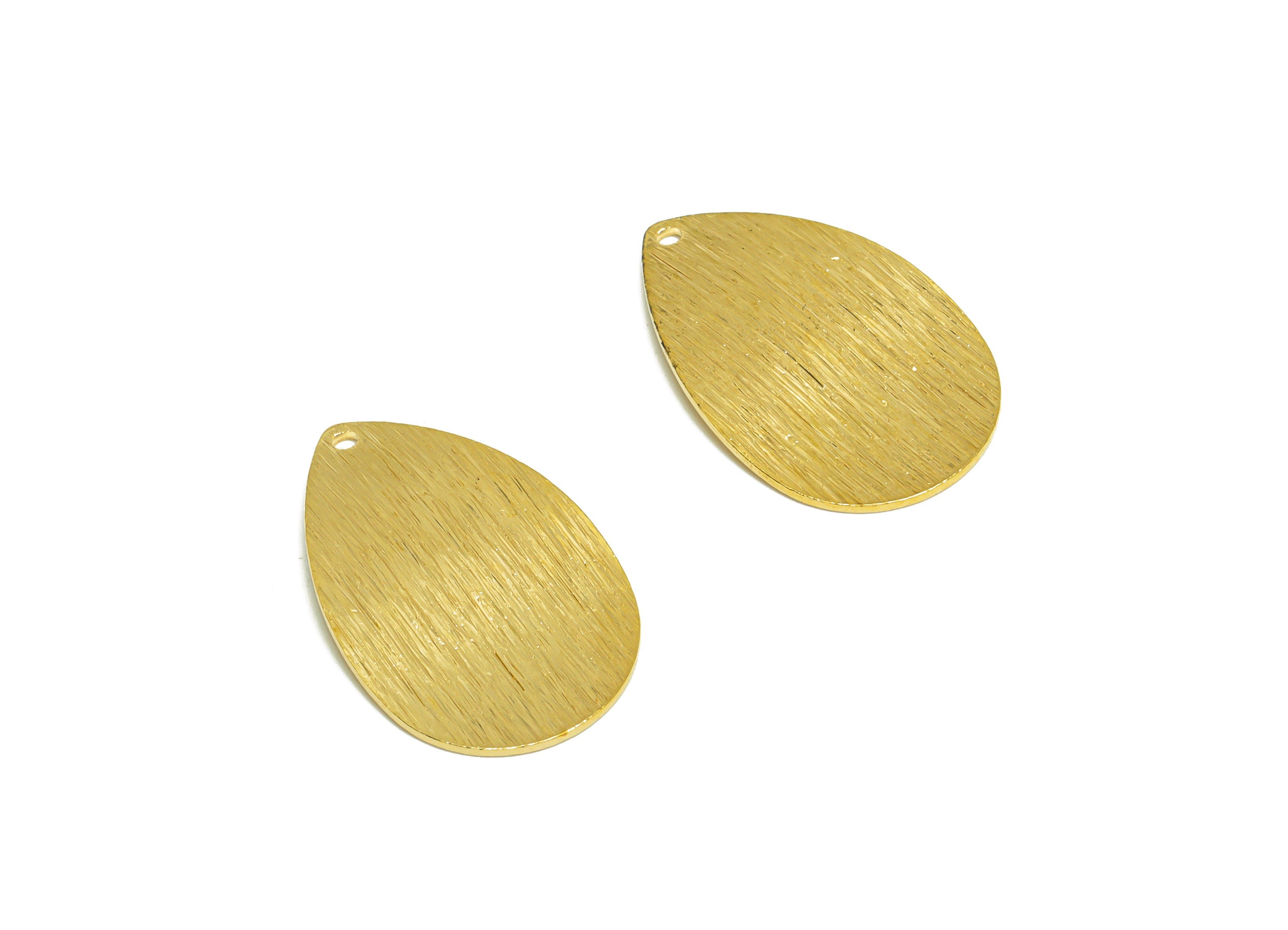 Brass Drop Earring Charm - Raw Brass Textured Teardrop Earring Charm - Brass Bent Drop Pendant - Earring Finding - 25x16.1 x0.9mm - PP10269 - DOMEDBAZAAR