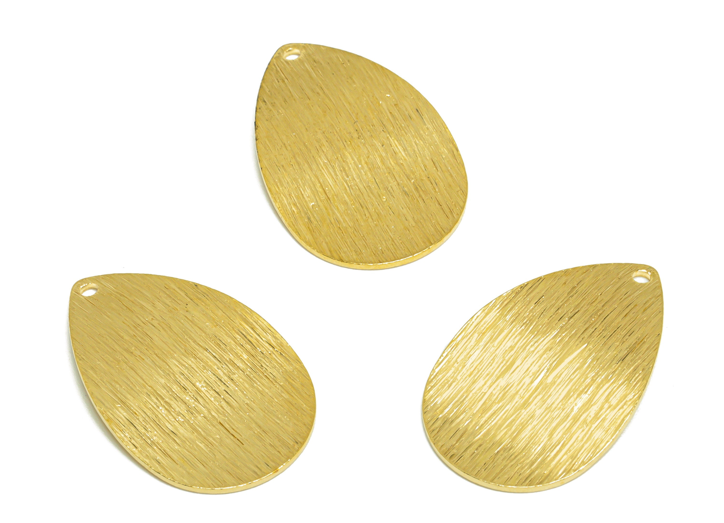 Brass Drop Earring Charm - Raw Brass Textured Teardrop Earring Charm - Brass Bent Drop Pendant - Earring Finding - 25x16.1 x0.9mm - PP10269 - DOMEDBAZAAR