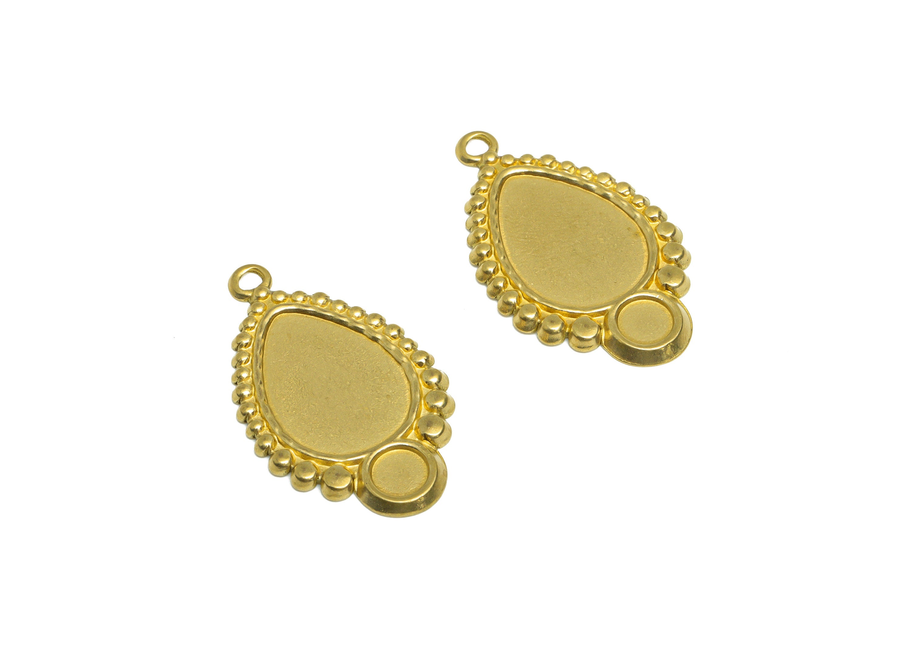 Brass Teardrop Pendant - Raw Brass Vintage Frame Looking Earring Charm - Brass Vintage Pendant For Diamond - 32x19x1.75mm - PP10321 - DOMEDBAZAAR