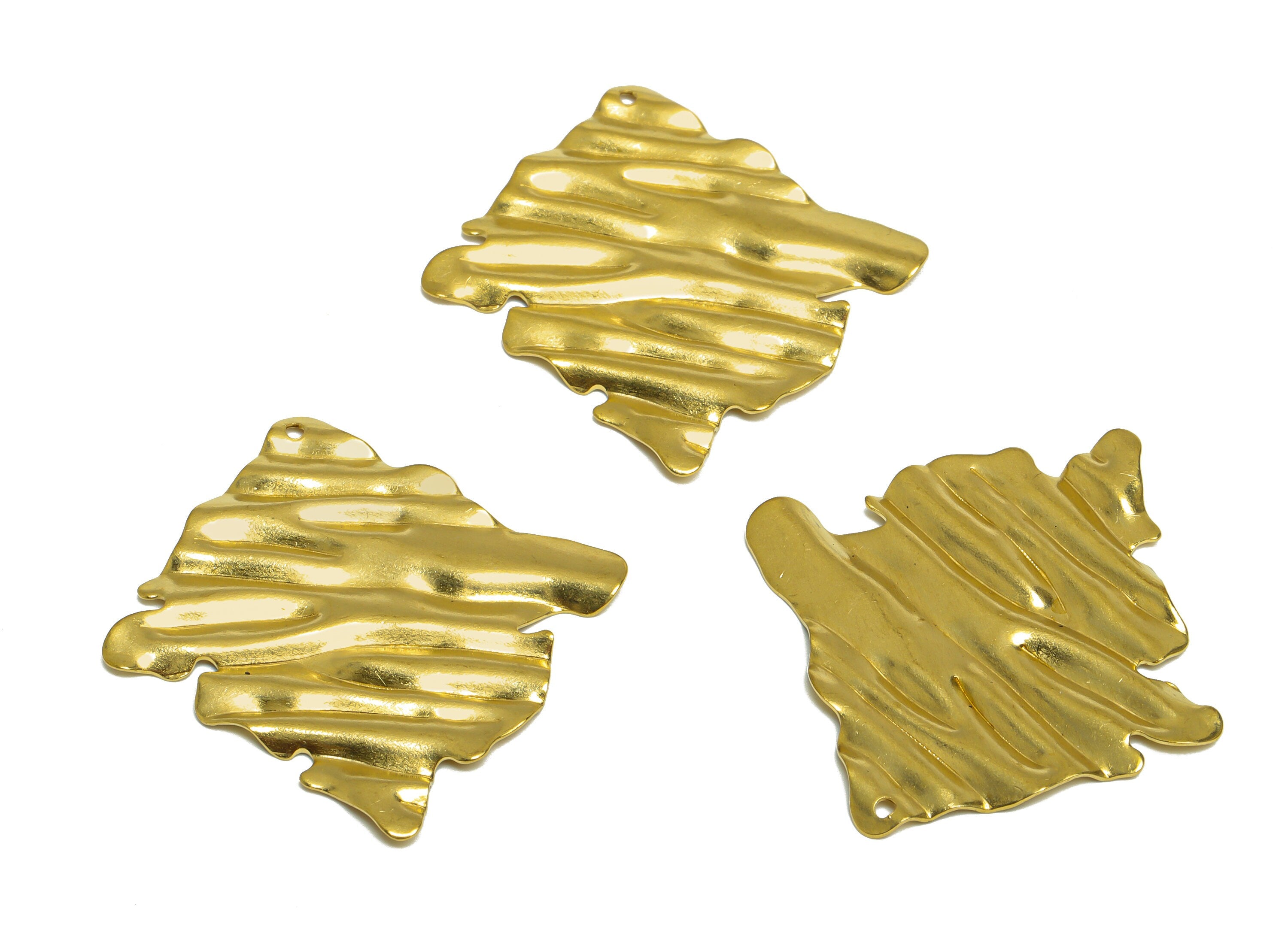 Brass Square Earring Charm - Raw Brass Wavy Square Earring Charm - Brass Wavy Pendant - Irregular Charm - 42.2x41x1.43mm - PP10240 - DOMEDBAZAAR