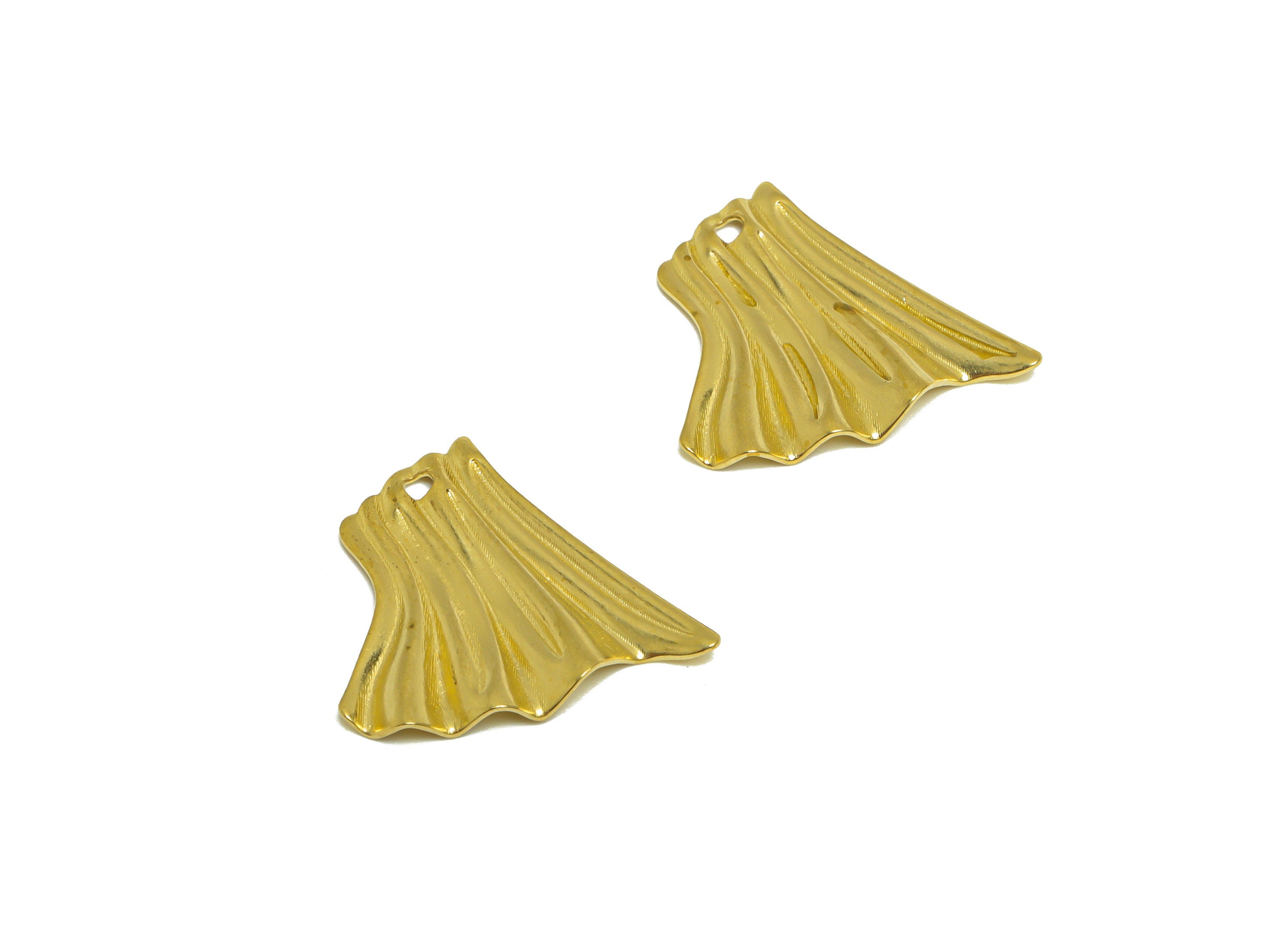 Brass Fold Earring Charm - Raw Brass Wavy Geometry Earring Charm - Brass Irregular Pendant - Earring Finding - 19.8x19.7x2.3mm - PP10209 - DOMEDBAZAAR