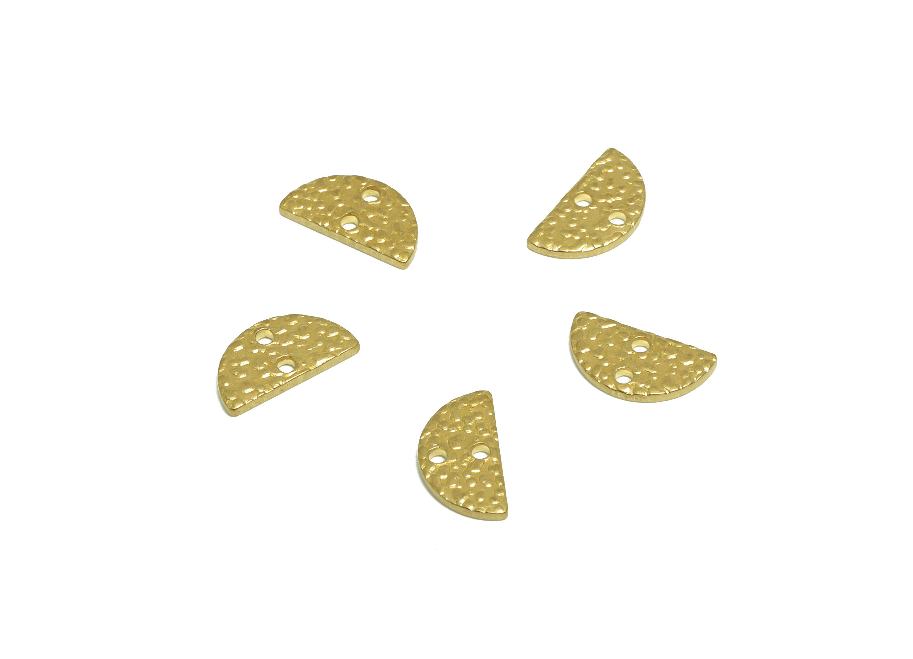 Brass Half Moon Earring Connector - Raw Brass Textured Semi Circle Earring Charm - Brass Mini Half Moon Pendant - 10x5.3x1mm - PP10221 - DOMEDBAZAAR