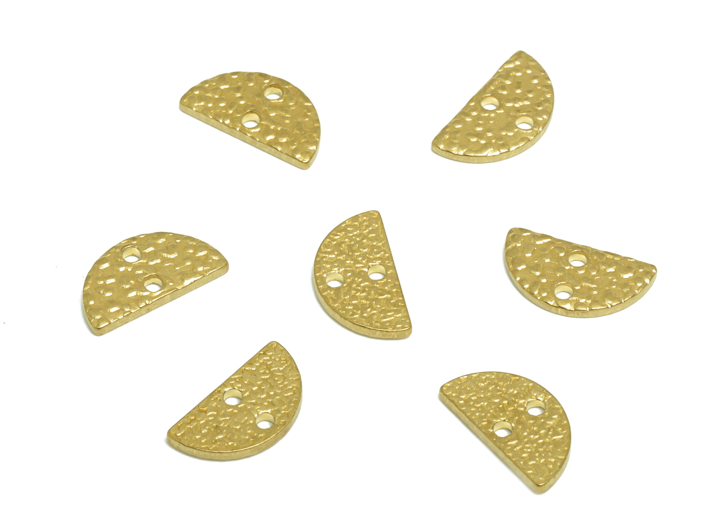 Brass Half Moon Earring Connector - Raw Brass Textured Semi Circle Earring Charm - Brass Mini Half Moon Pendant - 10x5.3x1mm - PP10221 - DOMEDBAZAAR