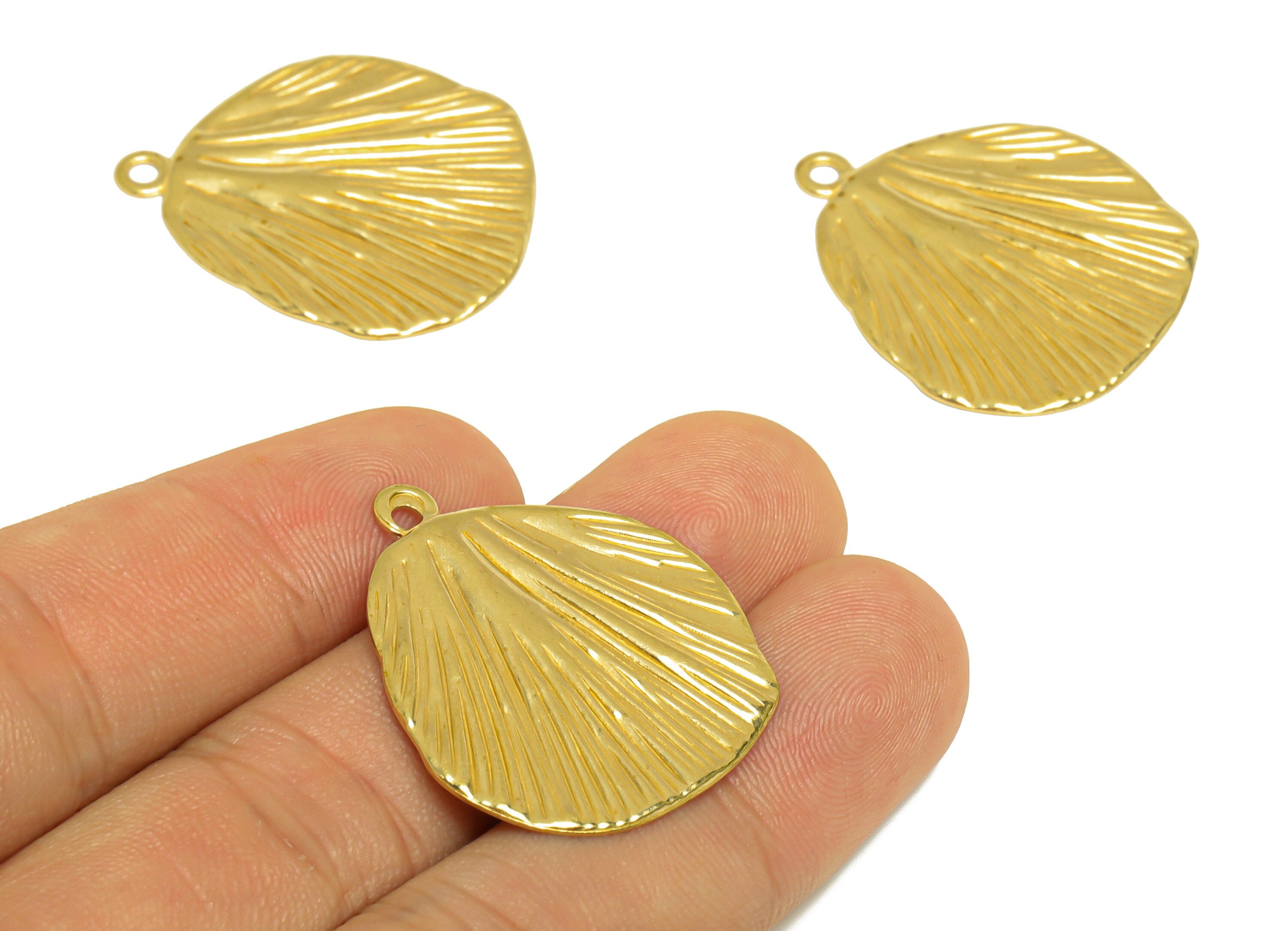 Textured Round Earring Charm - Raw Brass Geometry Earring Charm - Brass Textured Circle Pendant - Earring Finding - 32x27x0.9mm - PP10268 - DOMEDBAZAAR