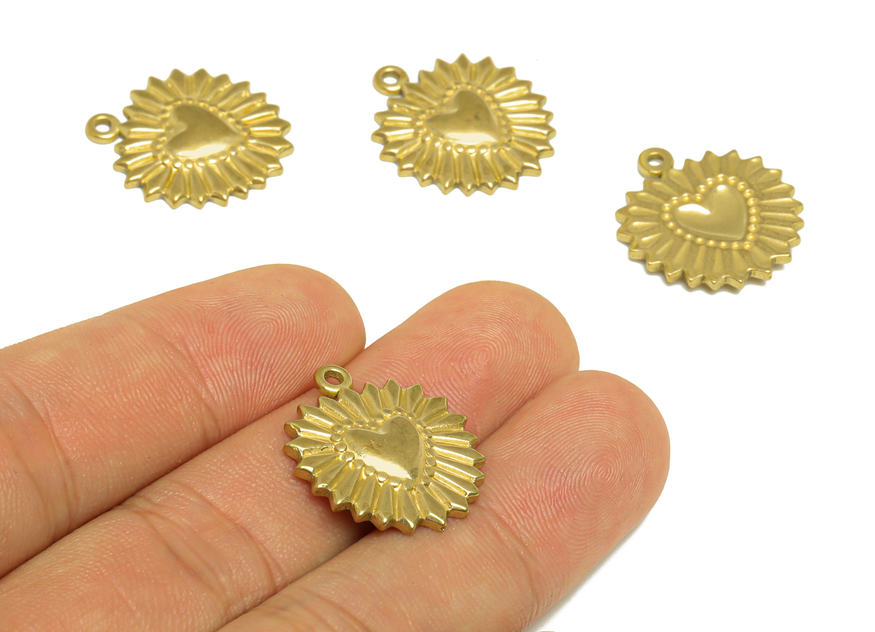 Brass Heart Pendant - Raw Brass Textured Heart Earring Charm - Brass Heart Pendant - For Necklace - Earring Finding - 23x19.8x2mm - PP10183 - DOMEDBAZAAR