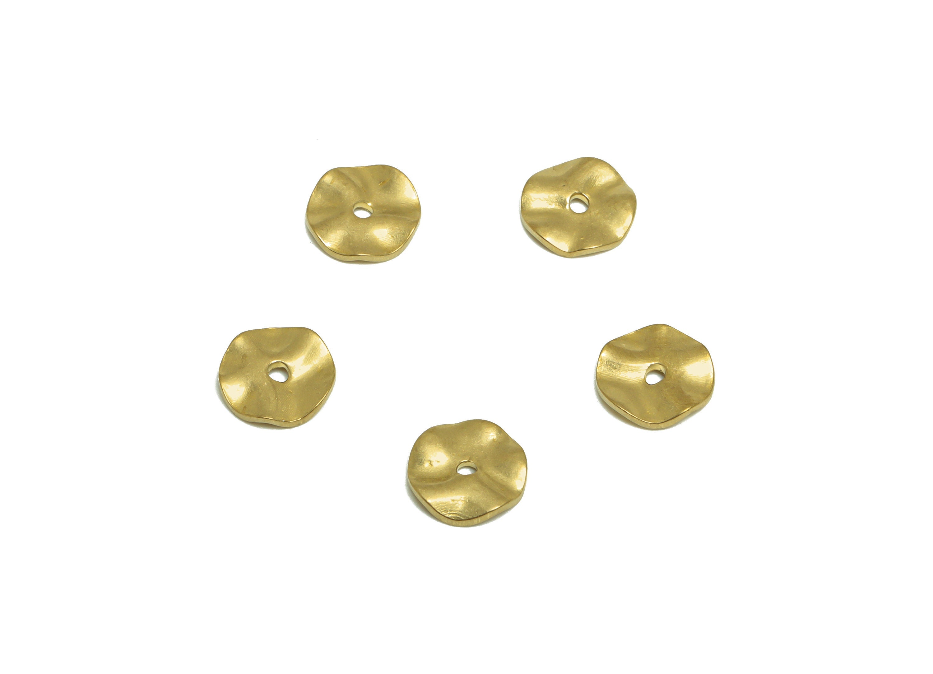 Brass Round Earring Charm - Raw Brass Wavy Circle Earring Charm - Brass Geometry Earring Charm - Earring Finding - 8x8x1.35mm - PP10260 - DOMEDBAZAAR