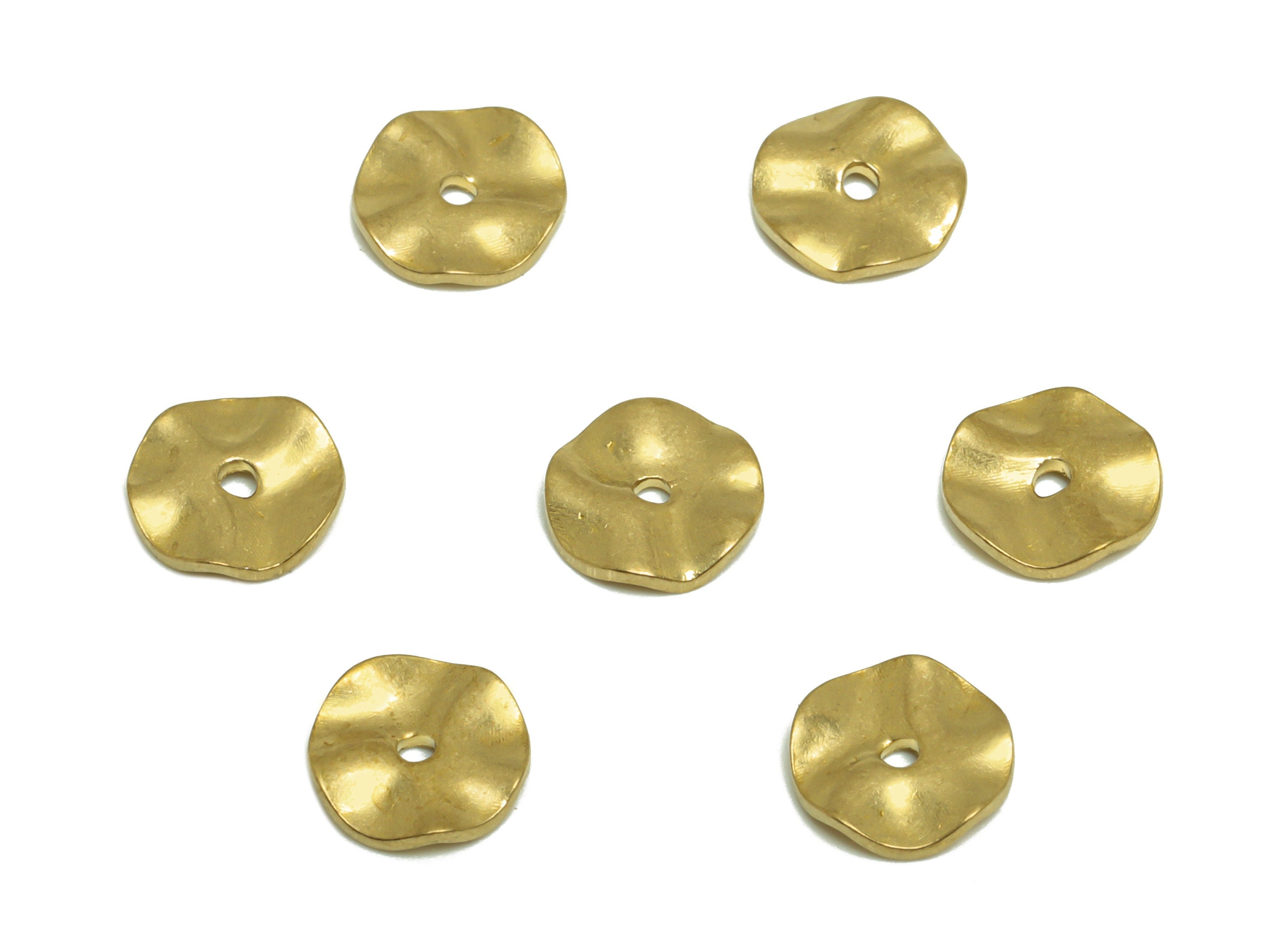 Brass Round Earring Charm - Raw Brass Wavy Circle Earring Charm - Brass Geometry Earring Charm - Earring Finding - 8x8x1.35mm - PP10260 - DOMEDBAZAAR