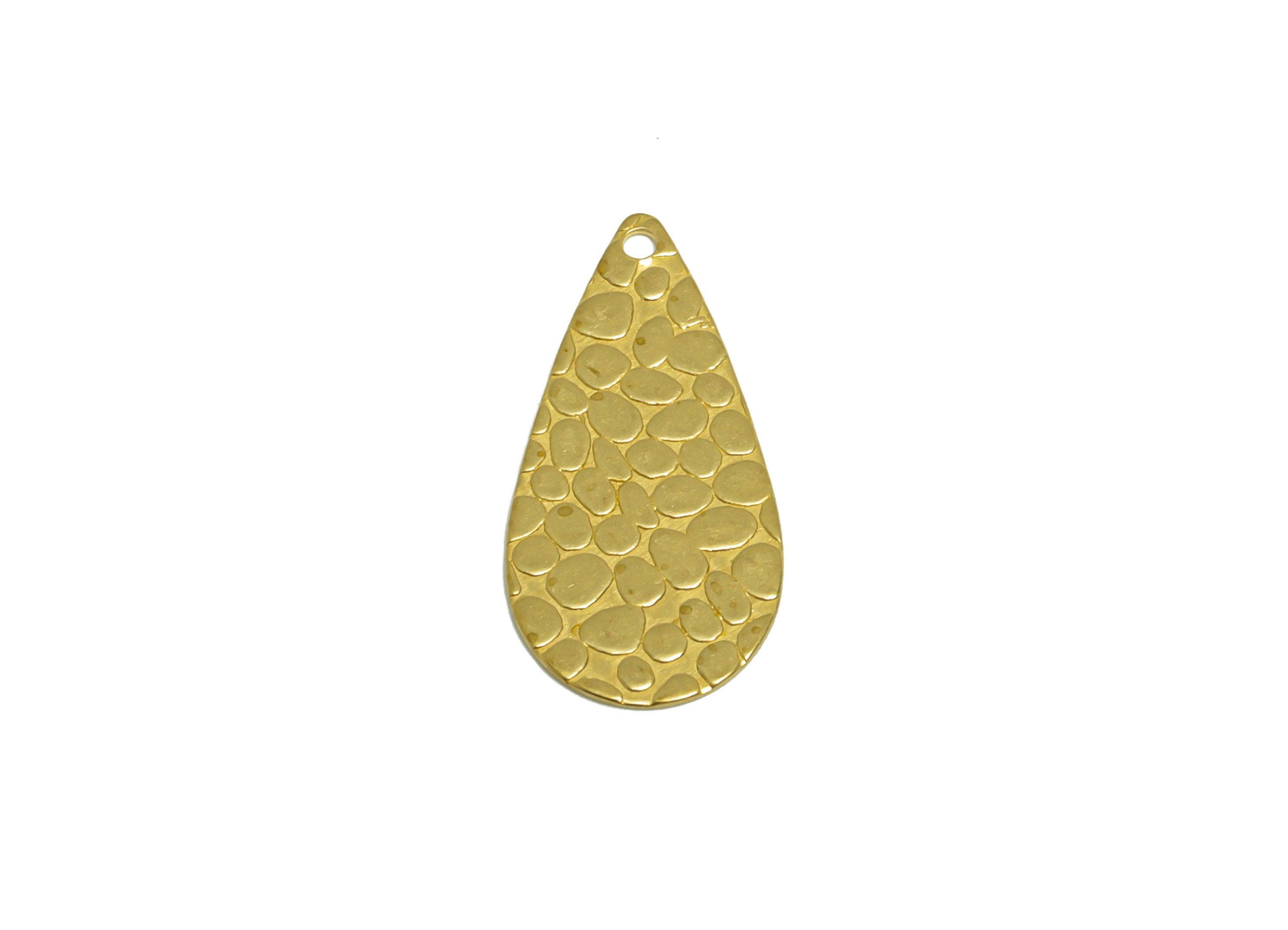 Brass Teardrop Earring Charm - Raw Brass Textured Drop Earring Charm - Brass Geometry Earring Charm - Earring Finding - 23x11x0.5mm -PP10213 - DOMEDBAZAAR