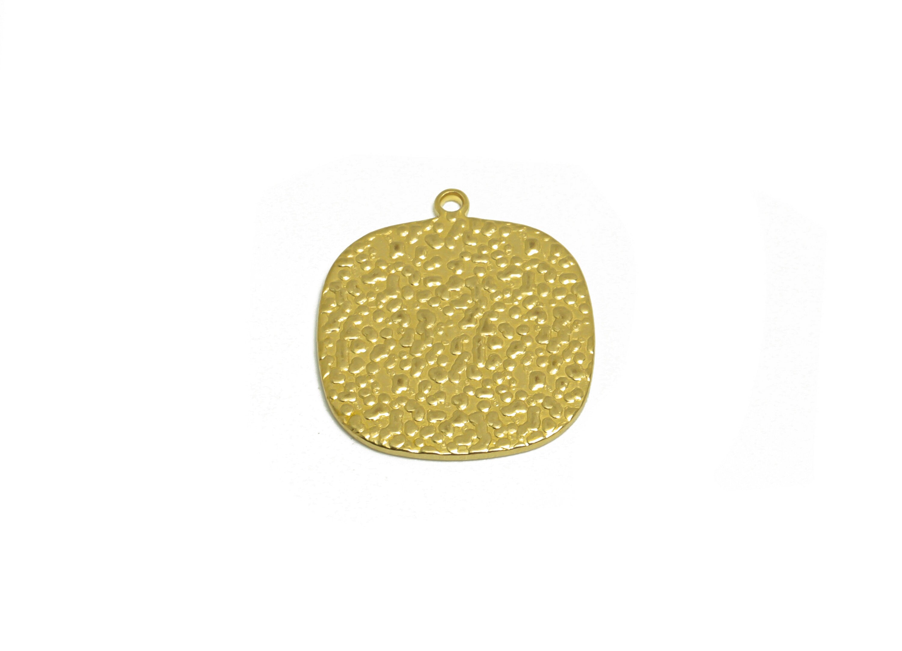 Brass Square Earring Charm - Raw Brass Textured Square Earring Charm - Brass Geometry Earring Charm - Earring Finding - 17.5x15x1mm -PP10208 - DOMEDBAZAAR