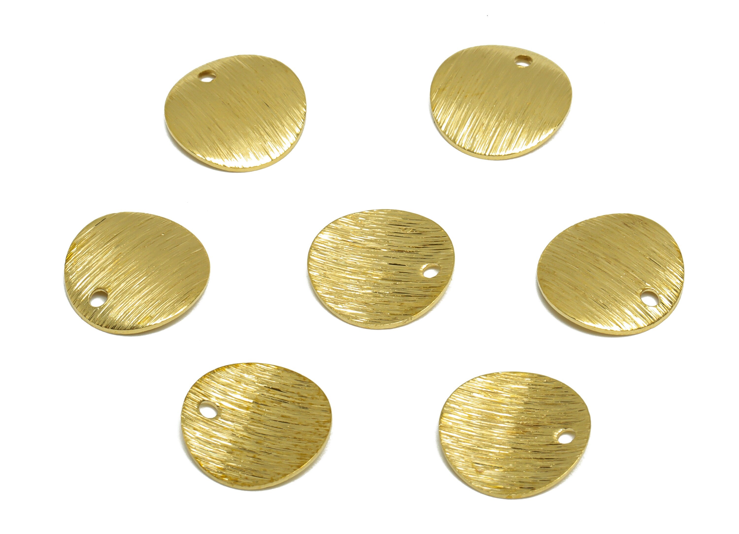 Brass Round Earring Charm - Raw Brass Bent Circle Earring Charm - Brass Textured Circle Earring Charm - Earring Finding - 12x12x1mm -PP10220 - DOMEDBAZAAR