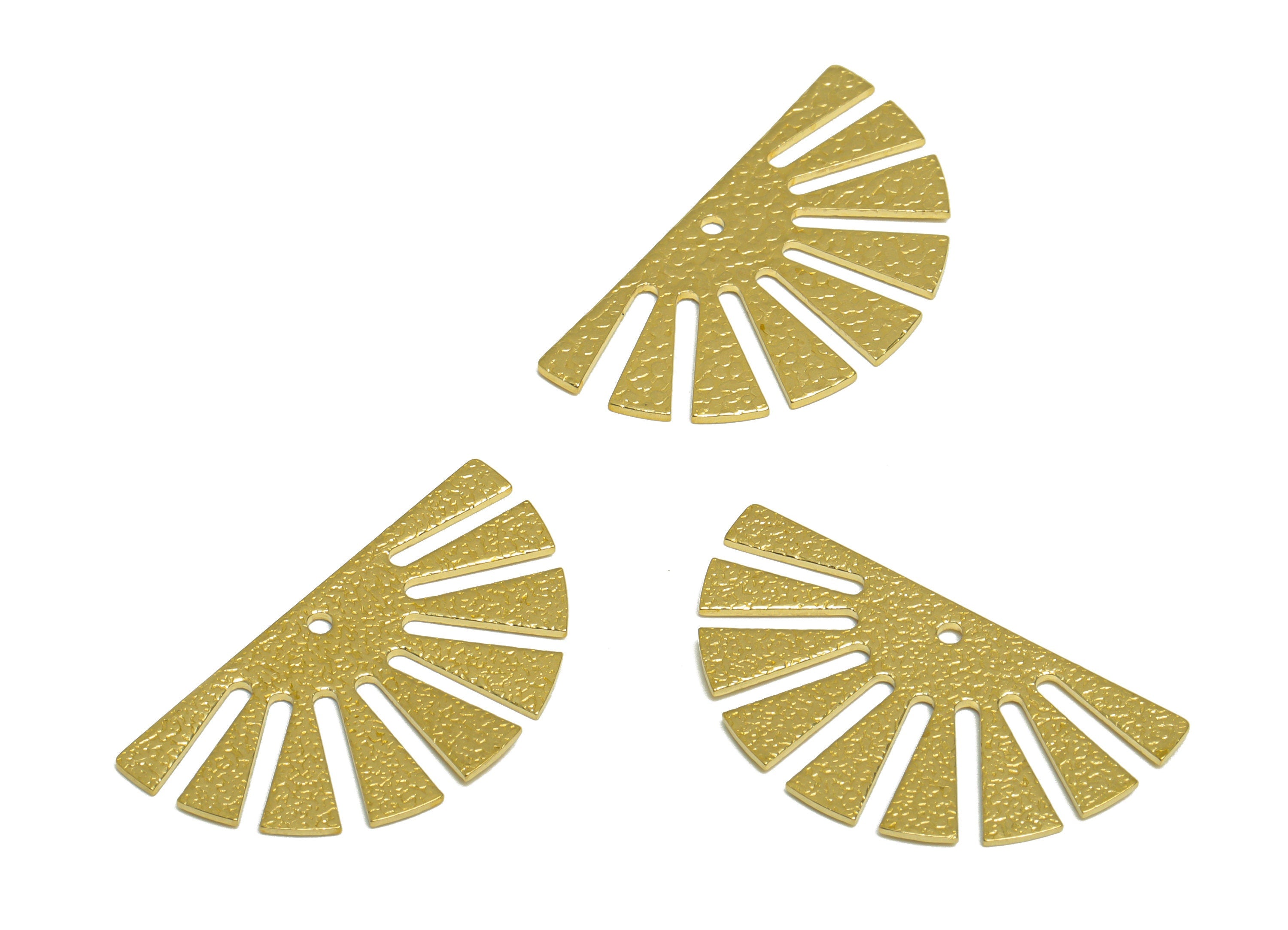 Brass Half Sun Earring Charm - Raw Brass Semi Circle Earring Charm - Brass Textured Sunshine Earring Charm - 30x16.3x0.8mm -PP10230 - DOMEDBAZAAR