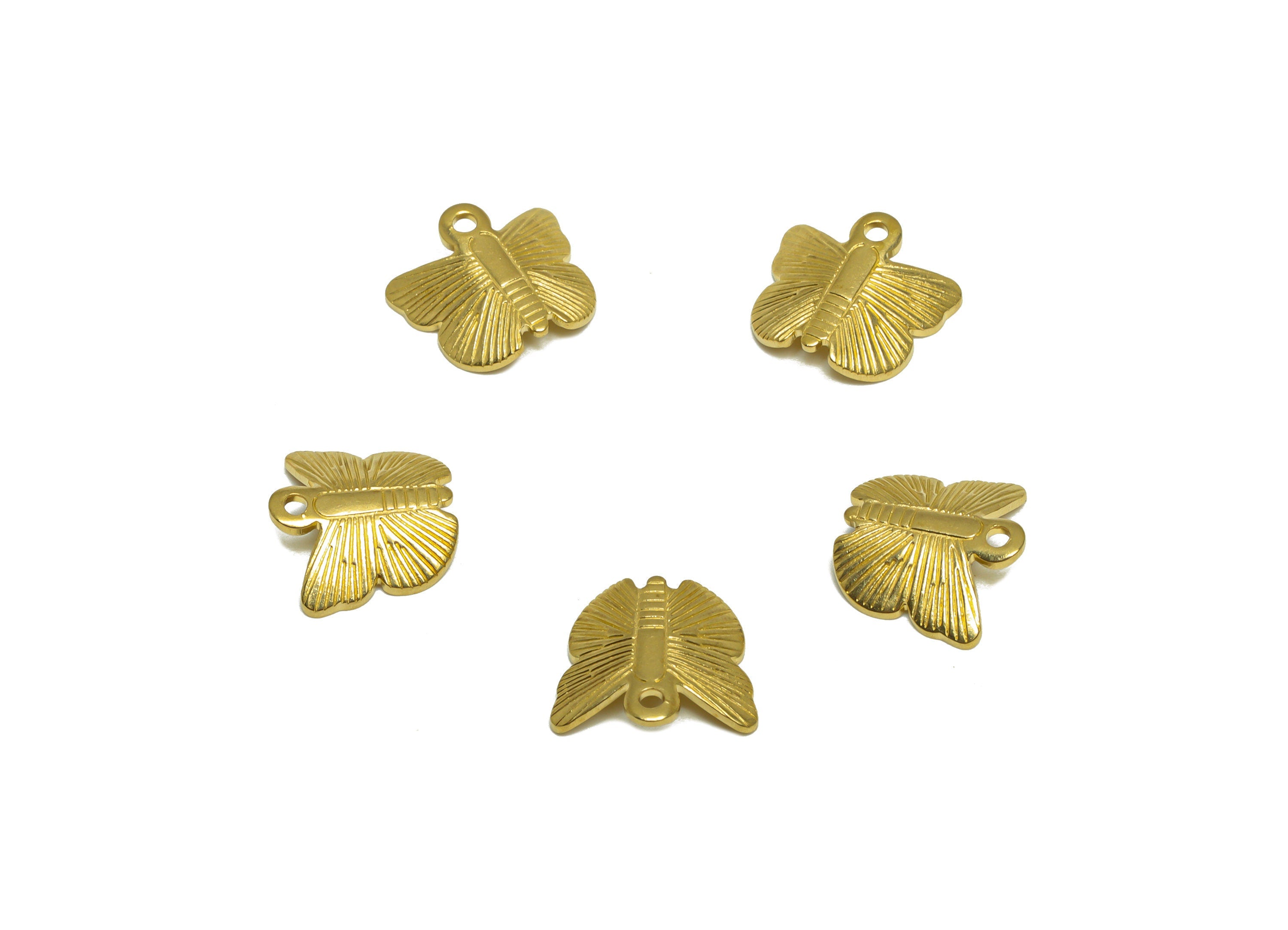Brass Butterfly Earring Charm - Raw Brass Bent Butterfly Earring Charm - Brass Textured Butterfly Earring Charm - 12.8x12x3mm - PP10203 - DOMEDBAZAAR
