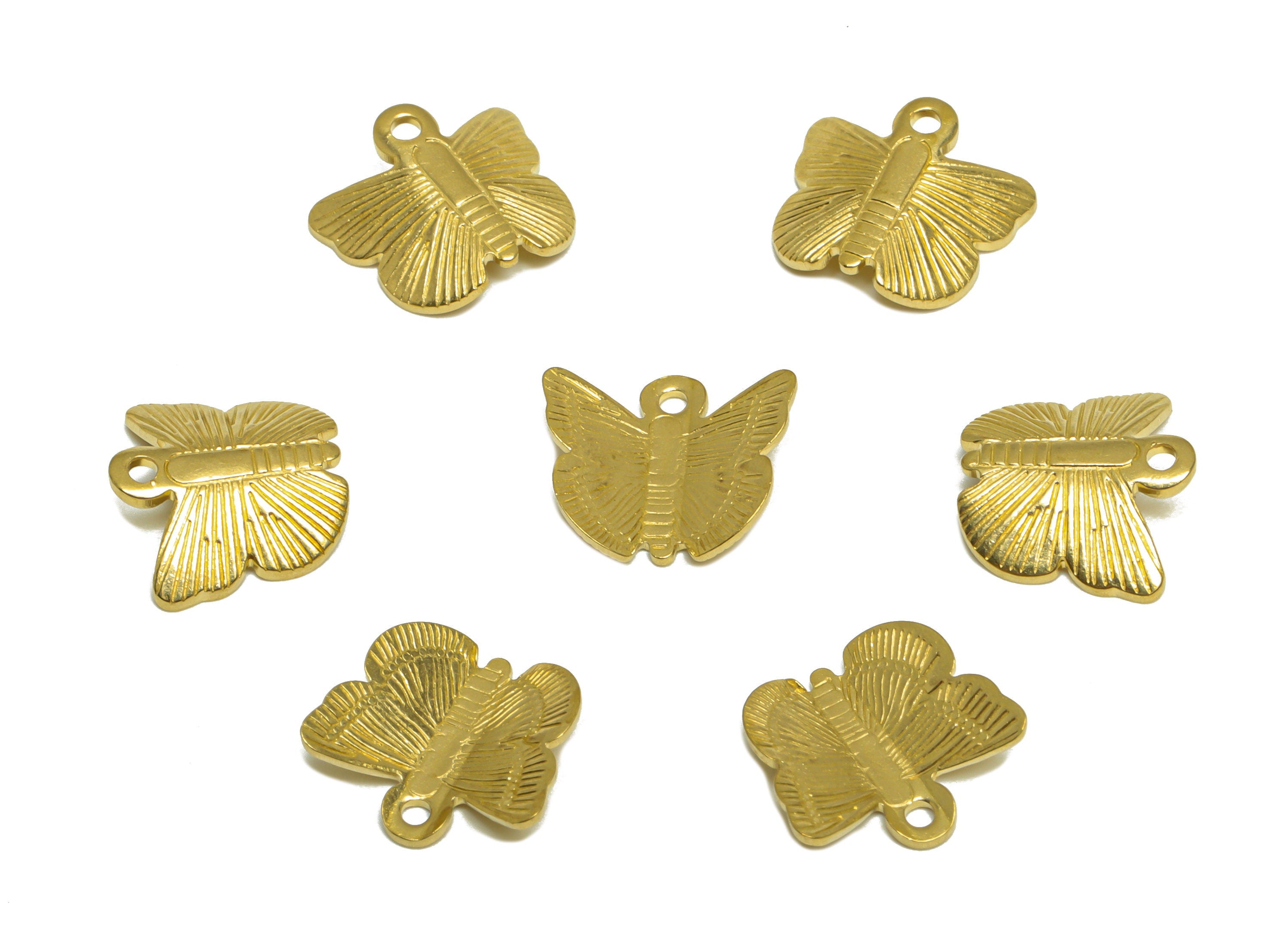 Brass Butterfly Earring Charm - Raw Brass Bent Butterfly Earring Charm - Brass Textured Butterfly Earring Charm - 12.8x12x3mm - PP10203 - DOMEDBAZAAR