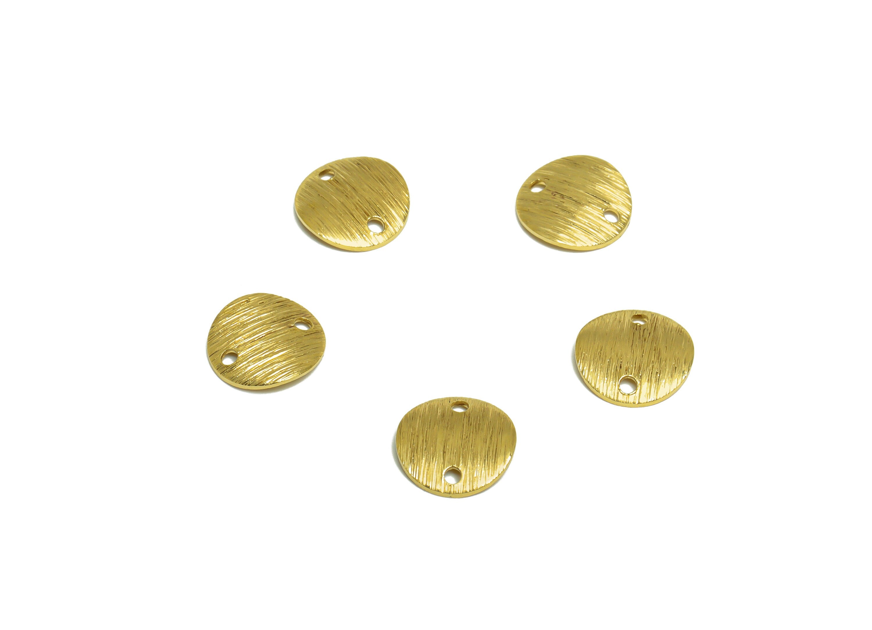 Brass Round Earring Connector - Raw Brass Bent Circle Earring Charm - Textured Circle Earring Charm - Earring Finding - 10x10x1mm - PP10292 - DOMEDBAZAAR