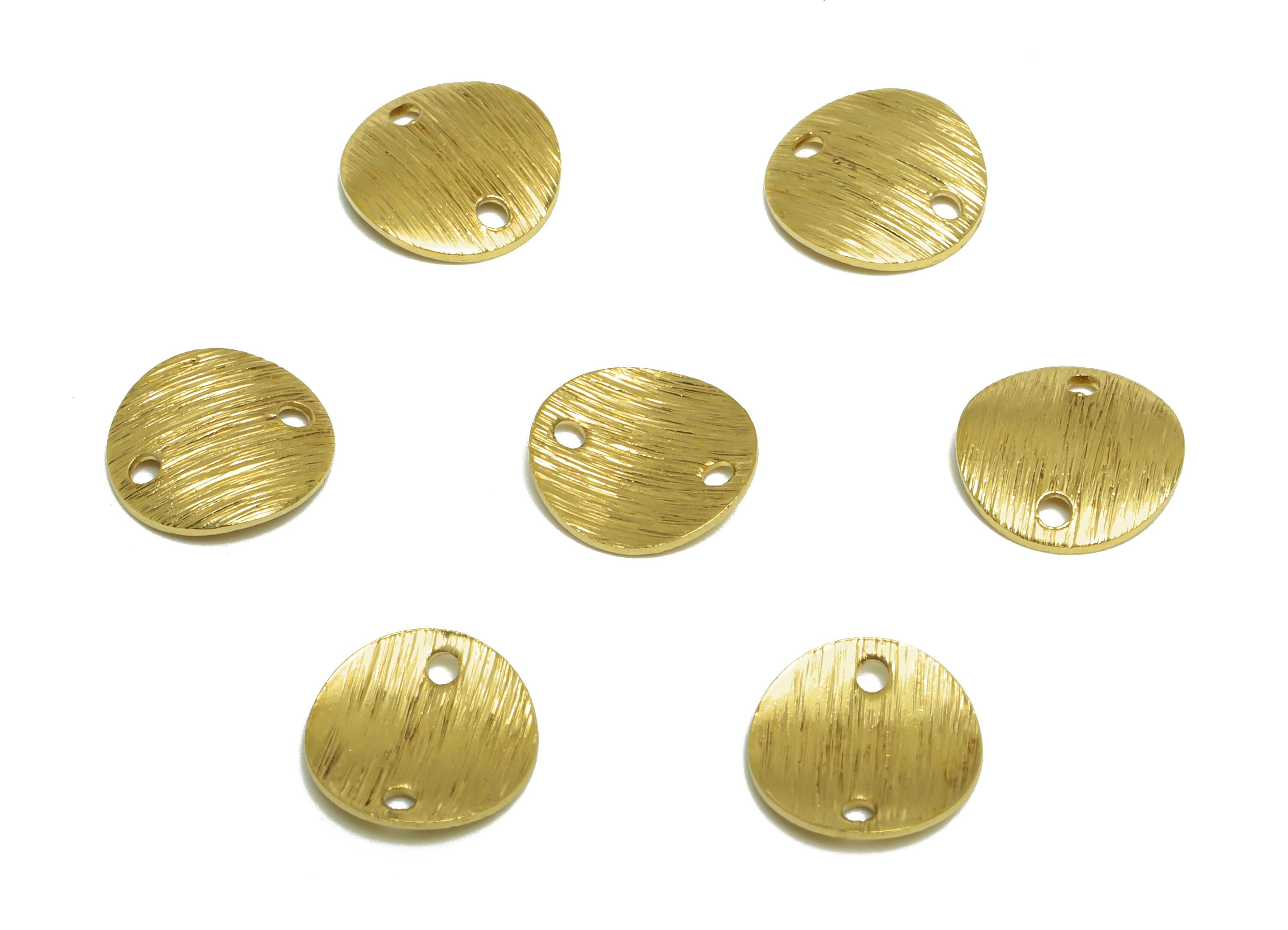 Brass Round Earring Connector - Raw Brass Bent Circle Earring Charm - Textured Circle Earring Charm - Earring Finding - 10x10x1mm - PP10292 - DOMEDBAZAAR