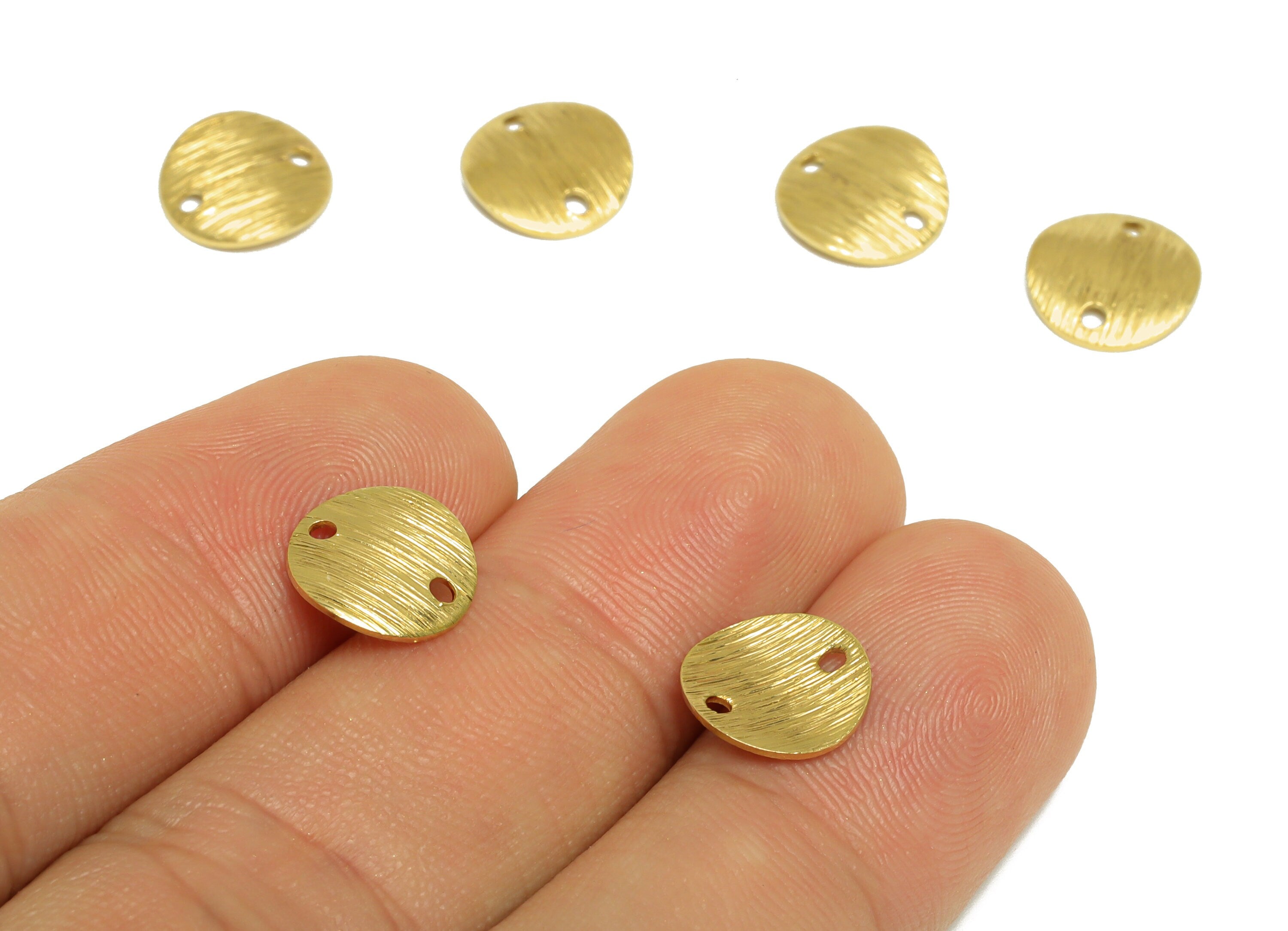 Brass Round Earring Connector - Raw Brass Bent Circle Earring Charm - Textured Circle Earring Charm - Earring Finding - 10x10x1mm - PP10292 - DOMEDBAZAAR