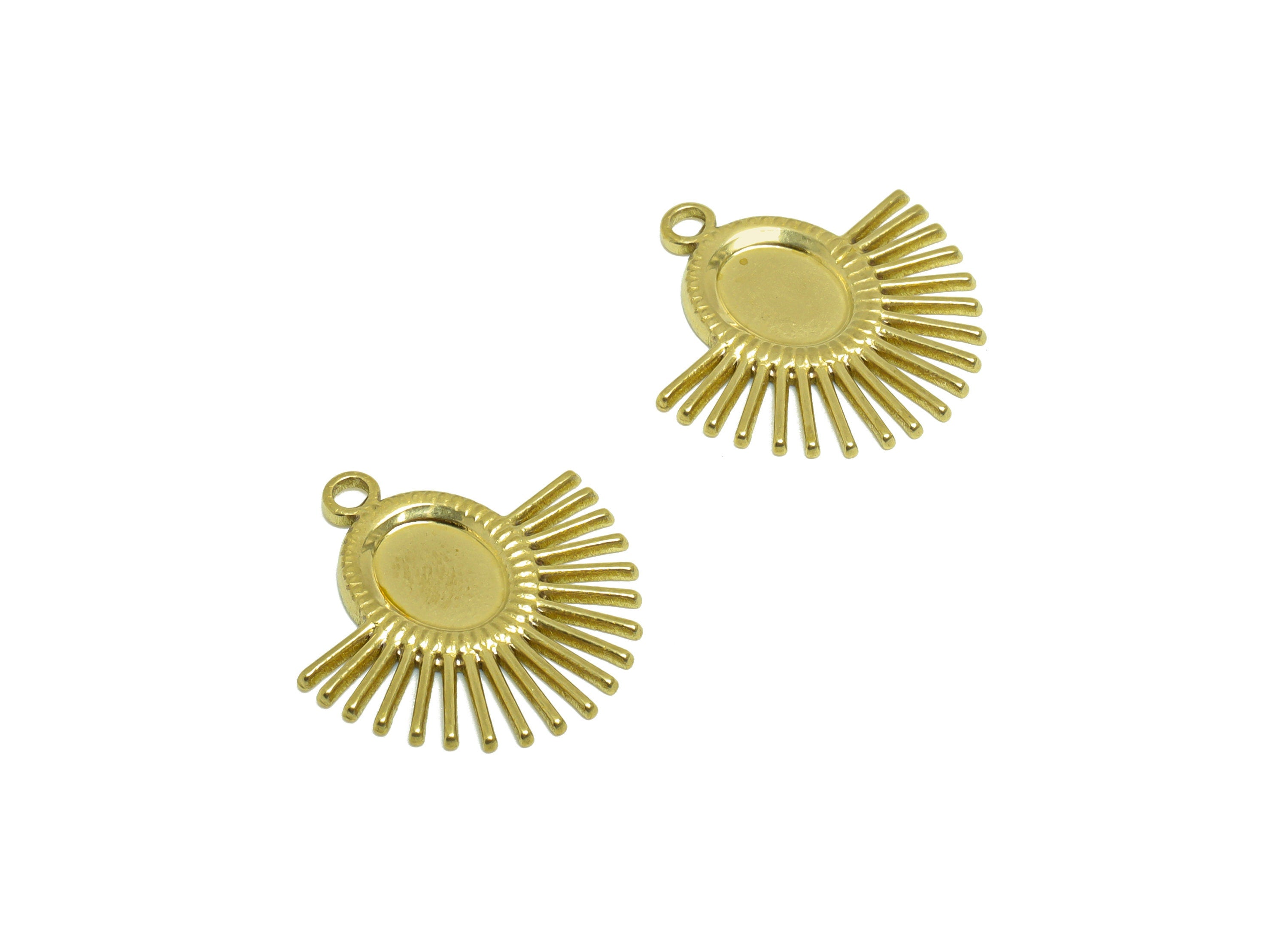 Brass Oval Earring Charm- Raw Brass Sun Antique Vintage Charm - Brass Sunshine Pendant For Diamond - For Necklace - 21.1x20.2x1mm - PP10170 - DOMEDBAZAAR