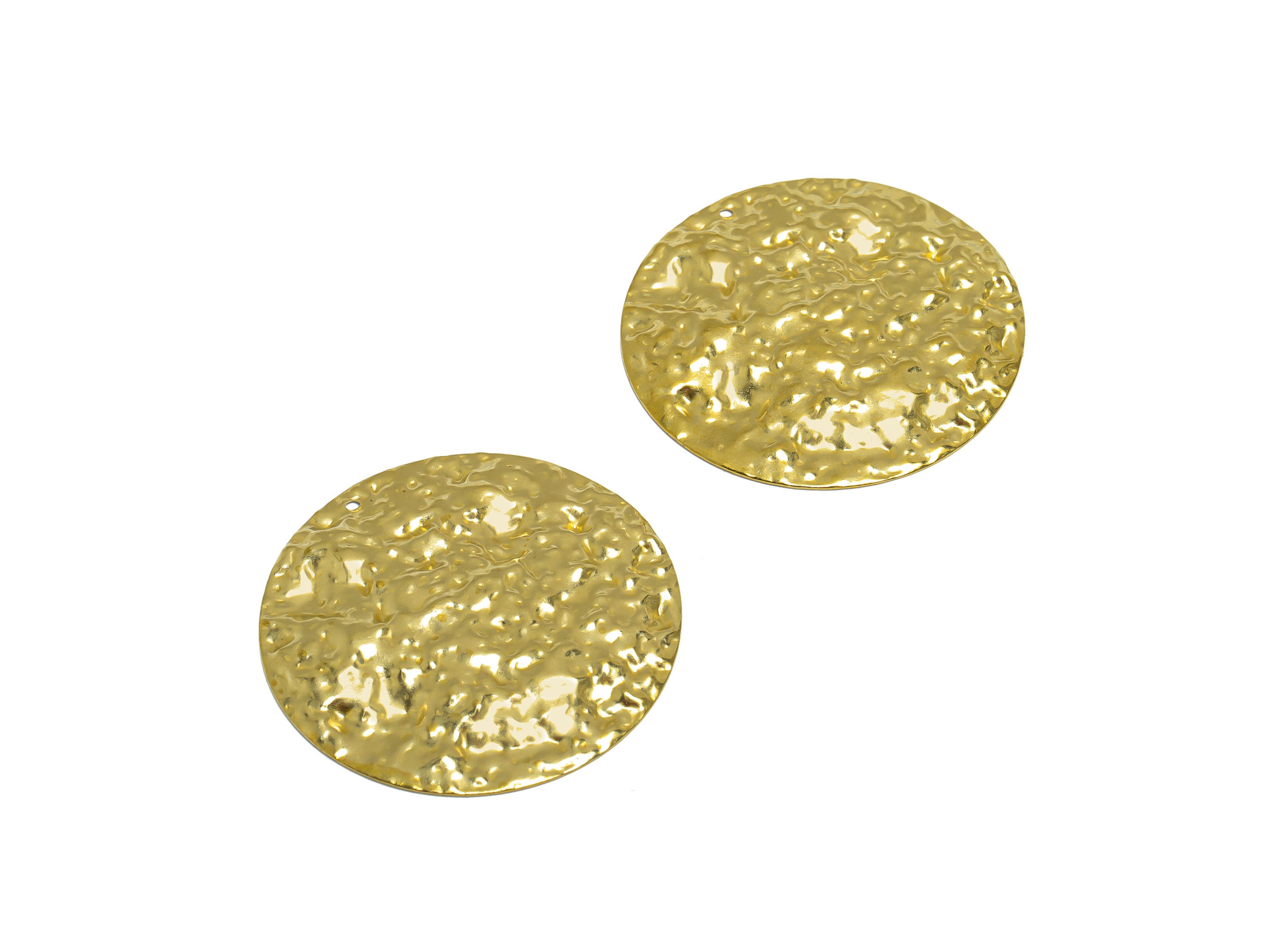 Brass Round Earring Charm - Raw Brass Hammered Circle Earring Charm - Brass Geometry Earring Charm - 40x40x2.9mm - PP10281 - DOMEDBAZAAR