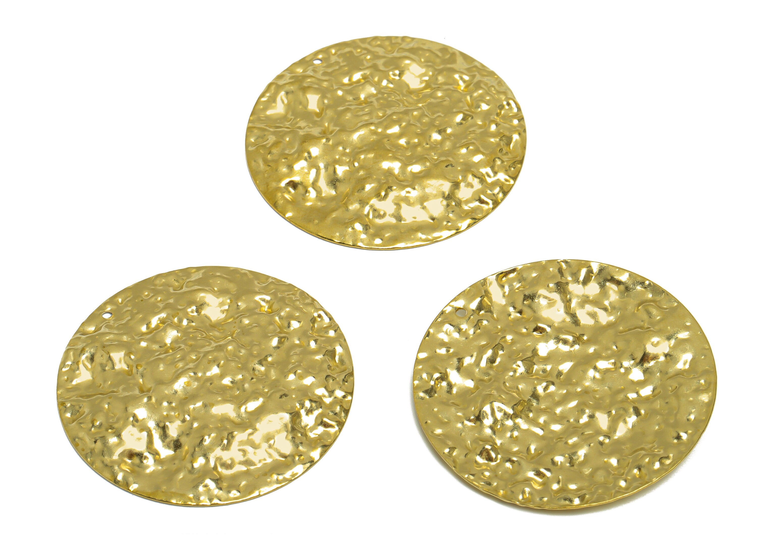 Brass Round Earring Charm - Raw Brass Hammered Circle Earring Charm - Brass Geometry Earring Charm - 40x40x2.9mm - PP10281 - DOMEDBAZAAR