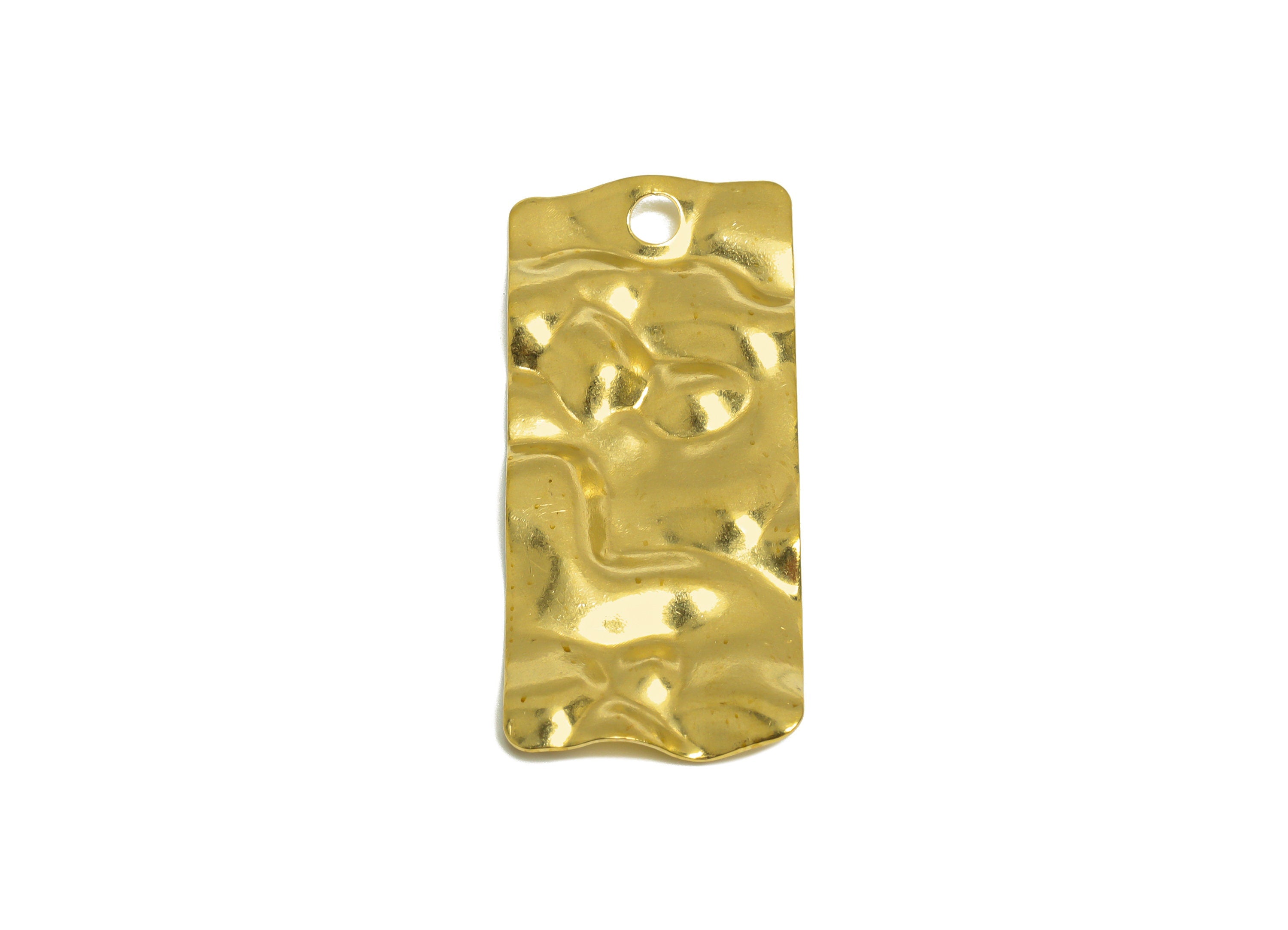 Brass Rectangle Earring Charm - Raw Brass Hammered Rectangle Earring Charm - Brass Geometry Earring Charm - 44x19.1x2.3mm - PP10247 - DOMEDBAZAAR