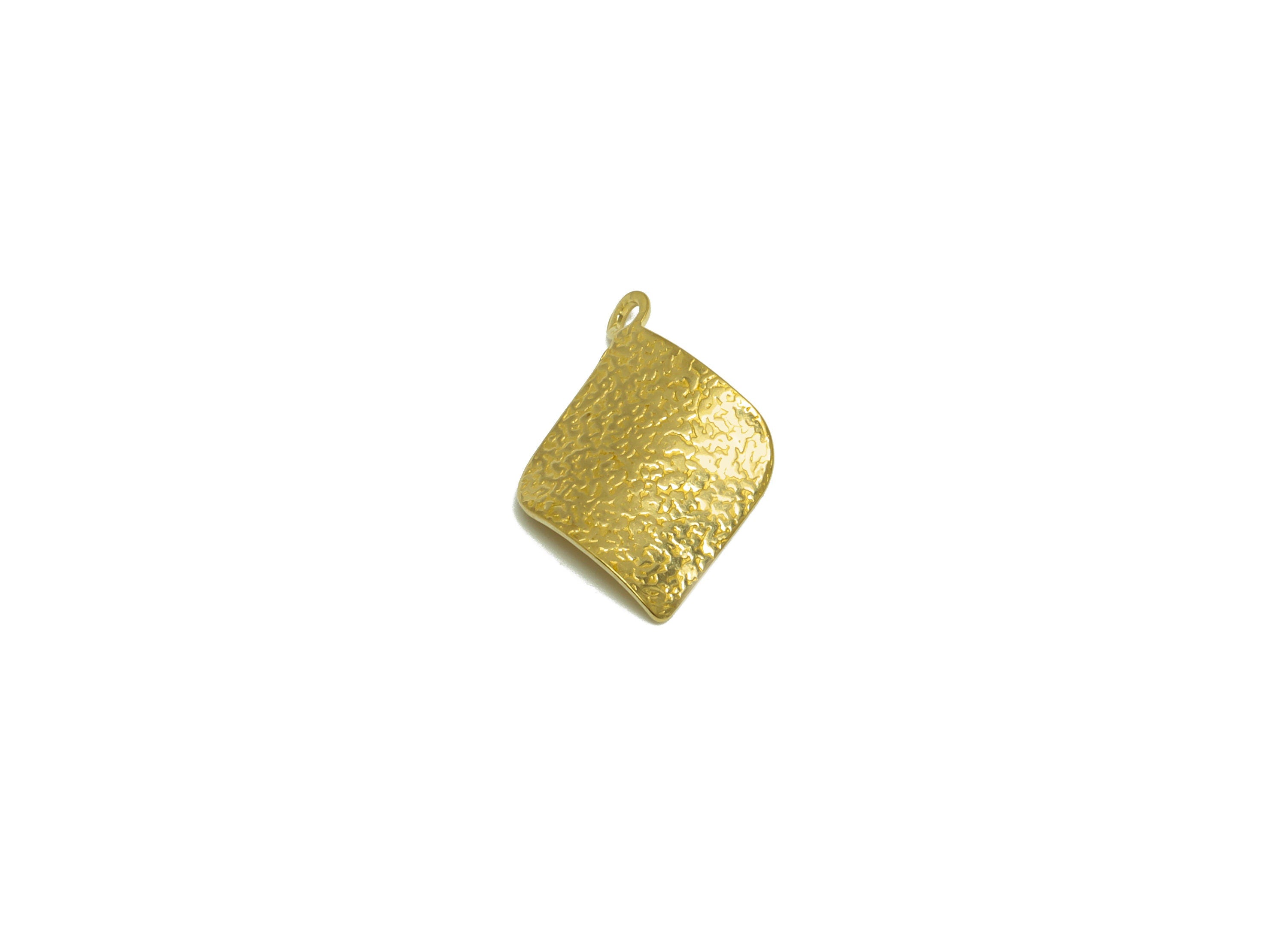 Brass Bent Diamond Earring Charm - Raw Brass Rhombic Earring Charms - Textured Diamond Charm - Earring Finding - 16.6x11x1.42mm- PP10219 - DOMEDBAZAAR