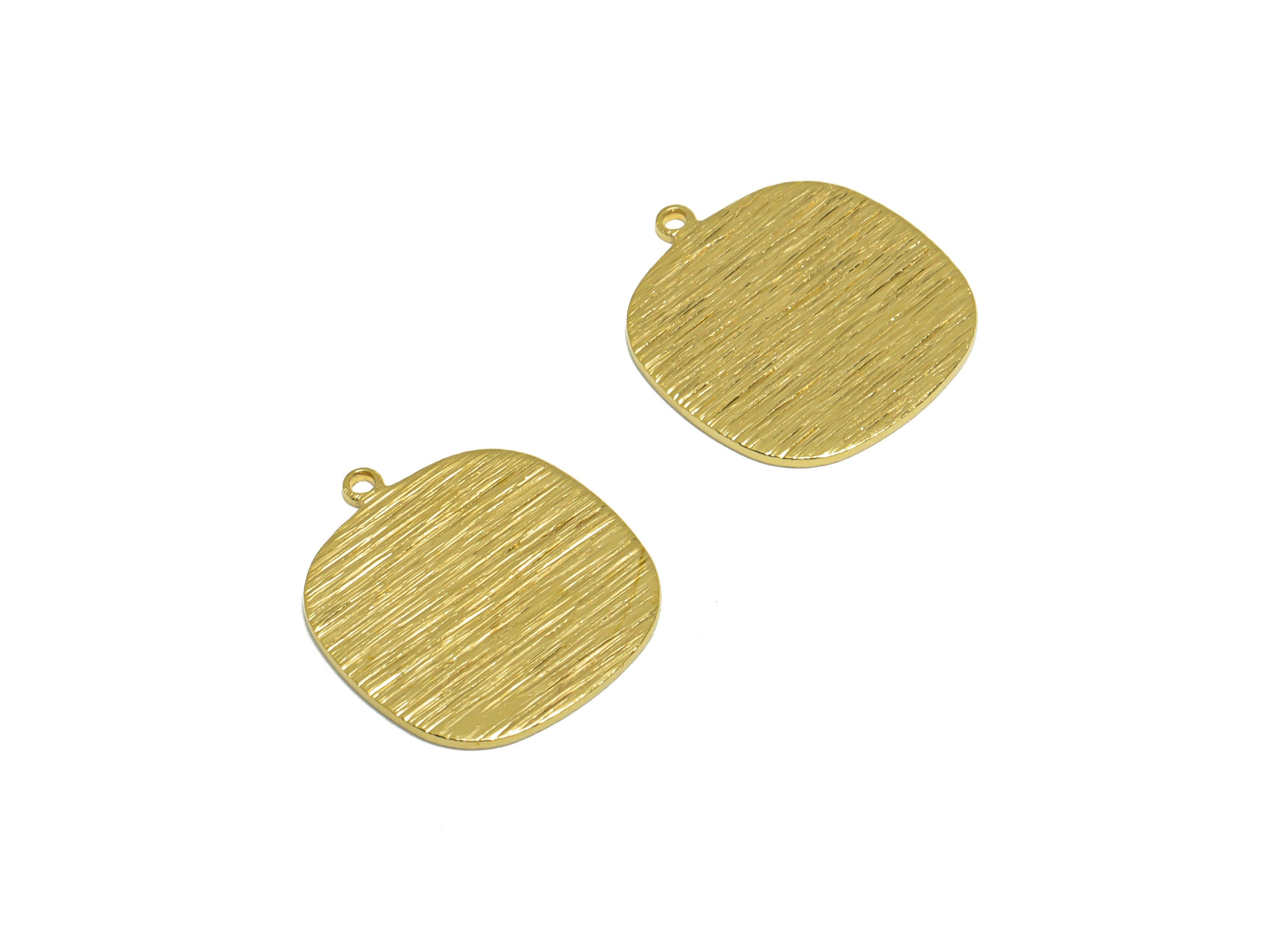 Brass Textured Square Earring Charm - Raw Brass Square Earring Charm - Oval Square Earring Charm - Earring Finding - 17.5x15x0.8mm - PP10235 - DOMEDBAZAAR