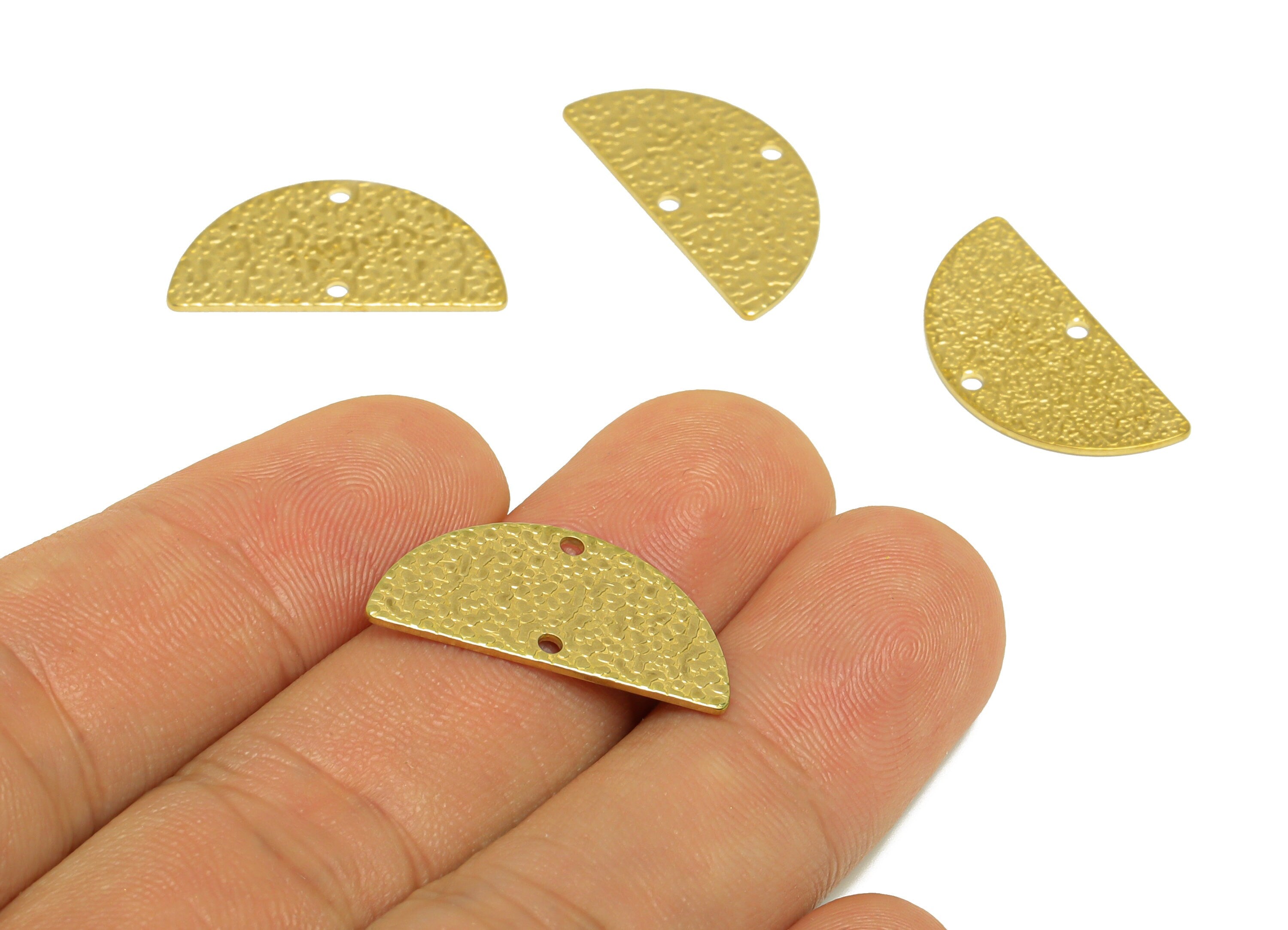 Brass Half Moon Earring Connector - Raw Brass Semi Circle Earring Charm - Textured Earring Charm - Earring Finding - 24x12x0.8mm - PP10231 - DOMEDBAZAAR