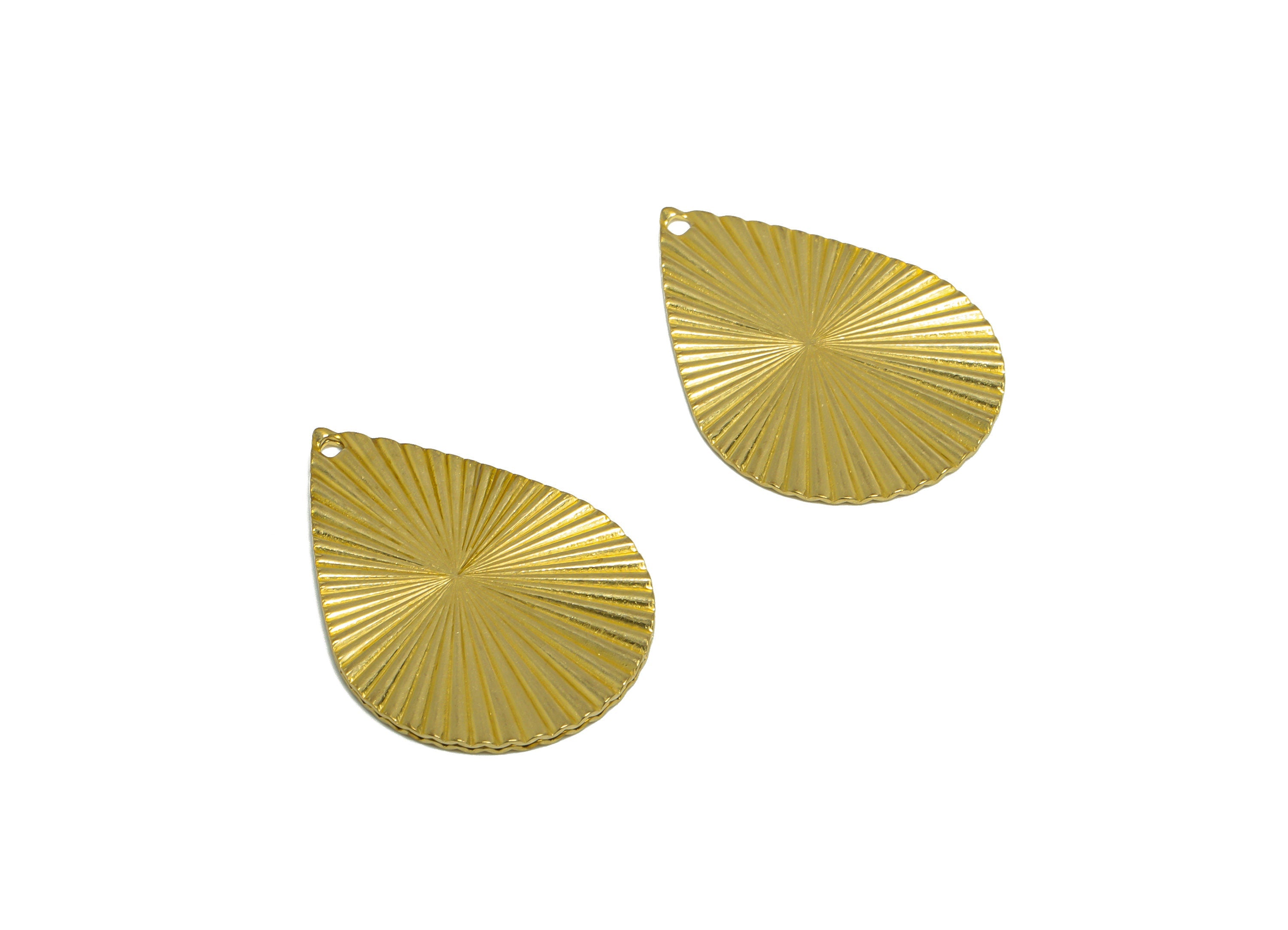 Brass Textured Drop Earring Charm - Raw Brass Teardrop Earring Charm - Brass Fold Earring Charm - For Pendant - 28x20x0.8mm - PP10262 - DOMEDBAZAAR