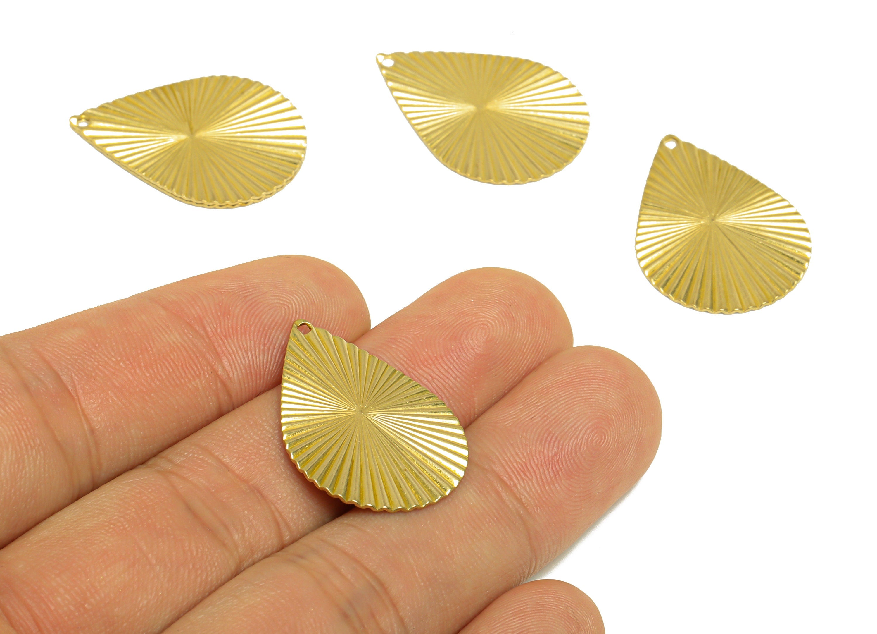 Brass Textured Drop Earring Charm - Raw Brass Teardrop Earring Charm - Brass Fold Earring Charm - For Pendant - 28x20x0.8mm - PP10262 - DOMEDBAZAAR