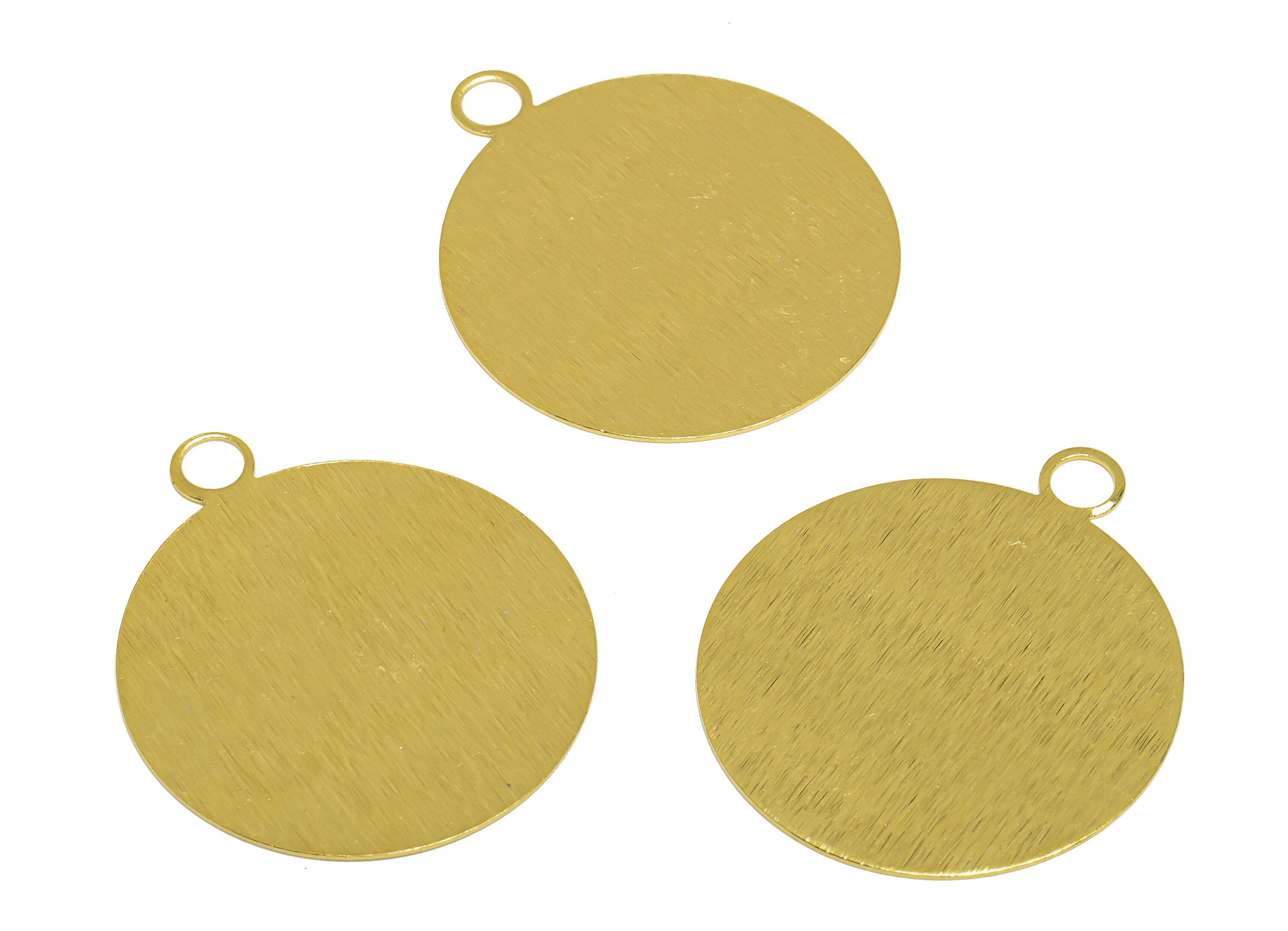 Brass Textured Round Earring Charm - Raw Brass Circle Earring Charm - Brass Geometry Pendant - Earring Finding - 35.1x30x0.53mm - PP10255 - DOMEDBAZAAR