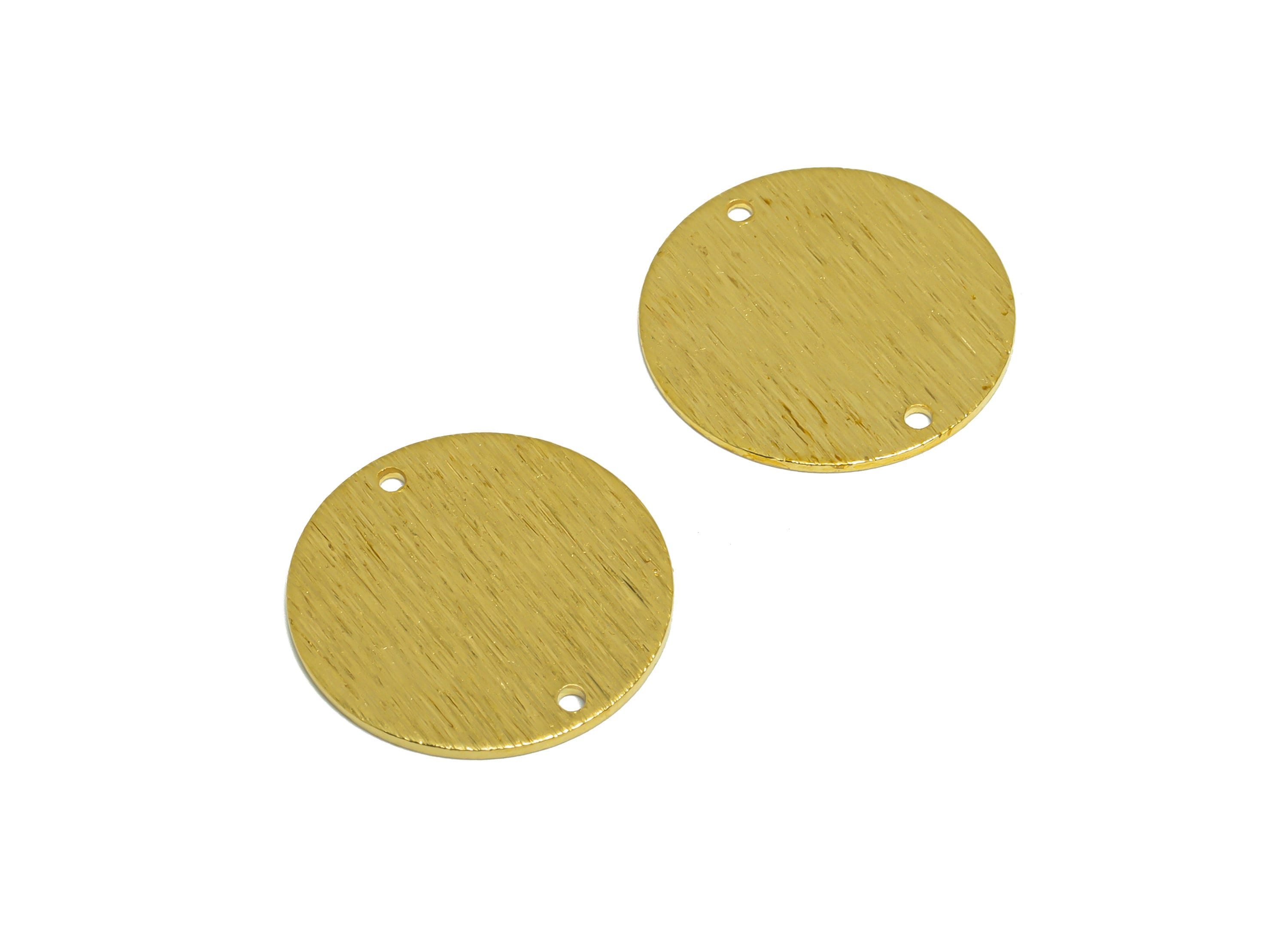 Brass Textured Round Earring Connector - Raw Brass Circle Earring Charms - Brass Geometry Charm - Earring Finding - 21x21x0.84mm - PP10273 - DOMEDBAZAAR