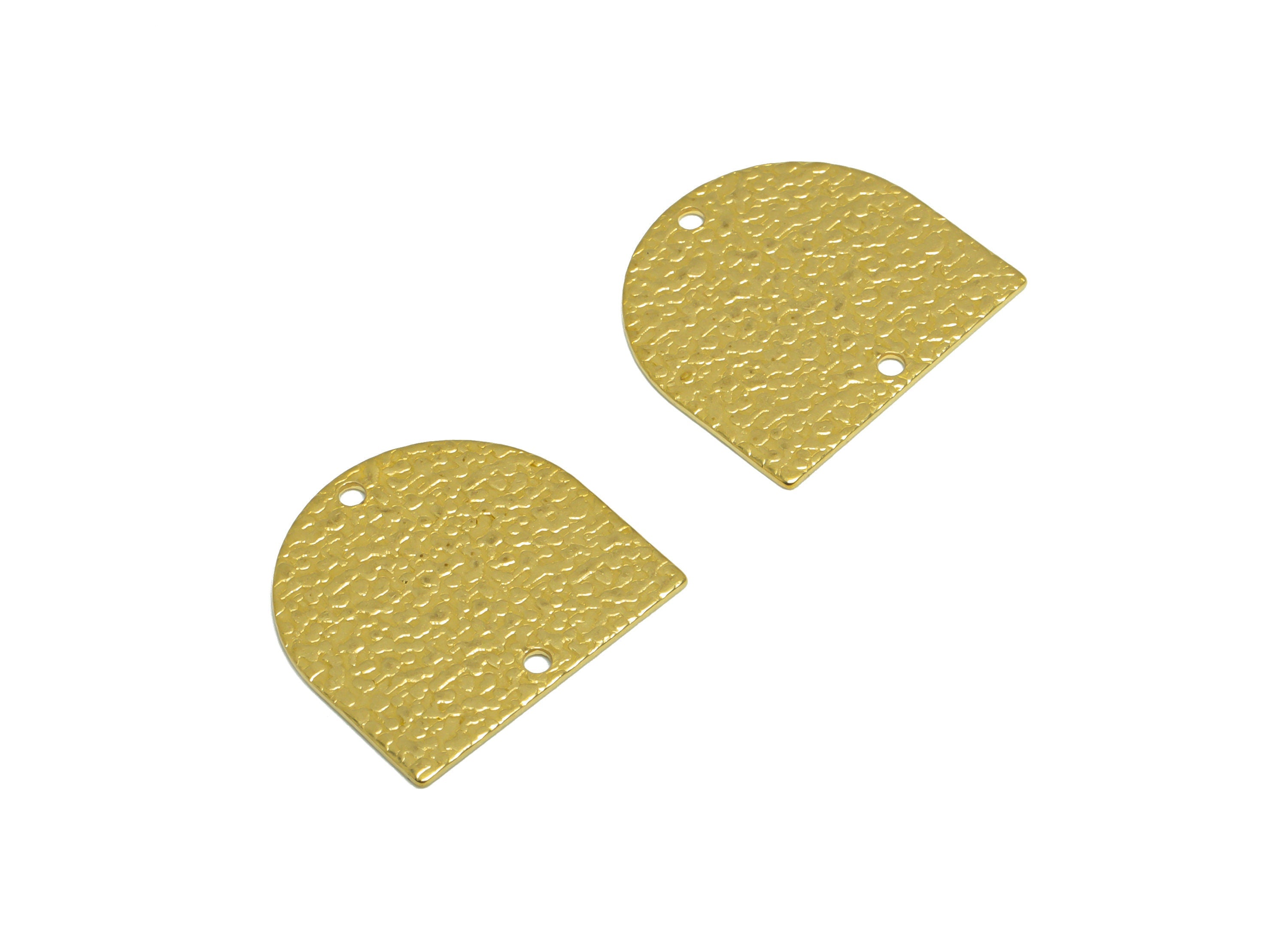 Brass Textured Domed Earring Connector - Raw Brass Domed Earring Charms - Brass Geometry Charm - Earring Finding - 17x16x0.65mm - PP10204 - DOMEDBAZAAR