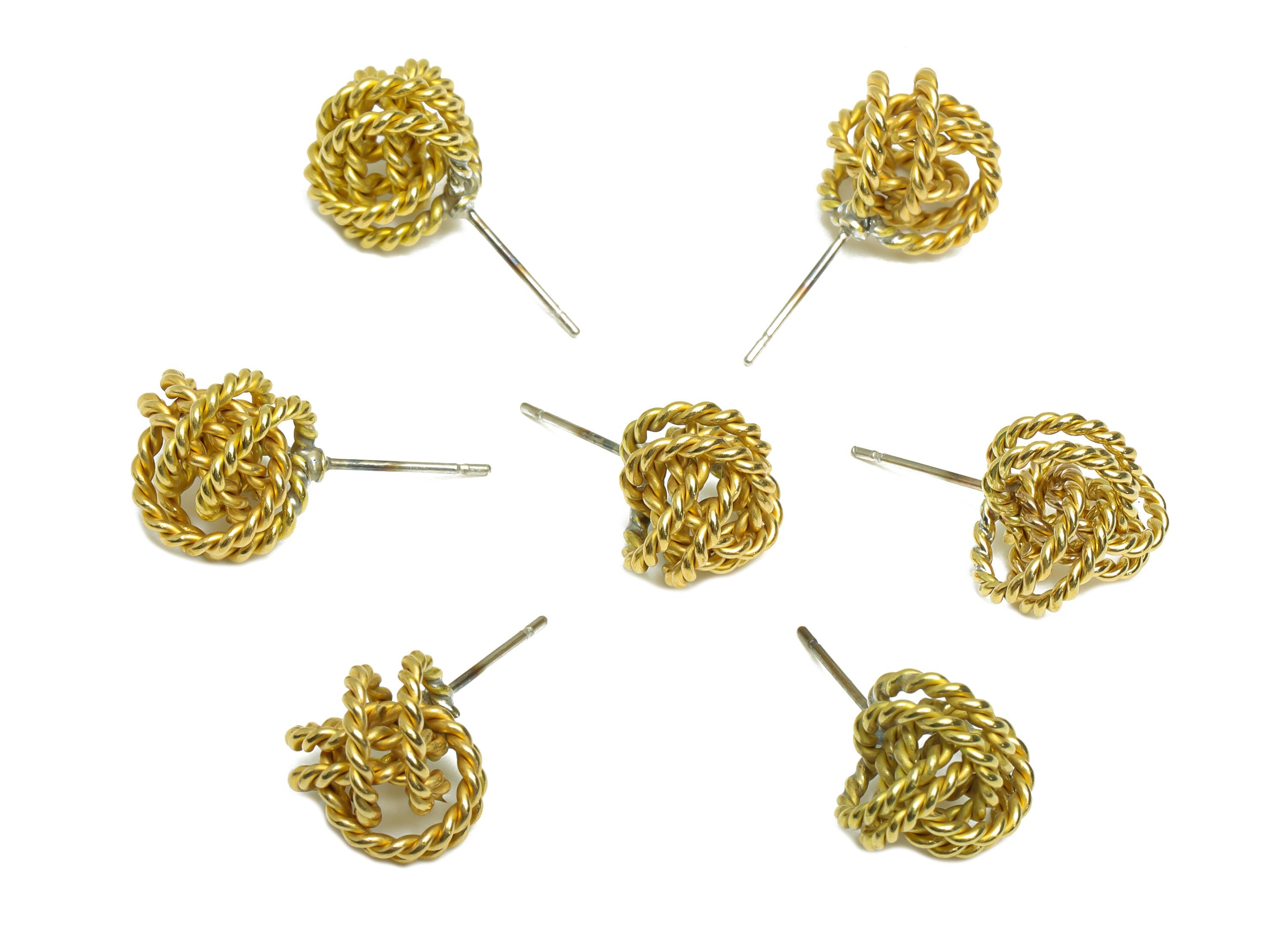 Brass Interwoven Earring Post - Raw Brass Woven Ring Earring Stud - Cross Rings Earring Post - Twisted Ball Post - 21x10x1.5mm - PP10390 - DOMEDBAZAAR