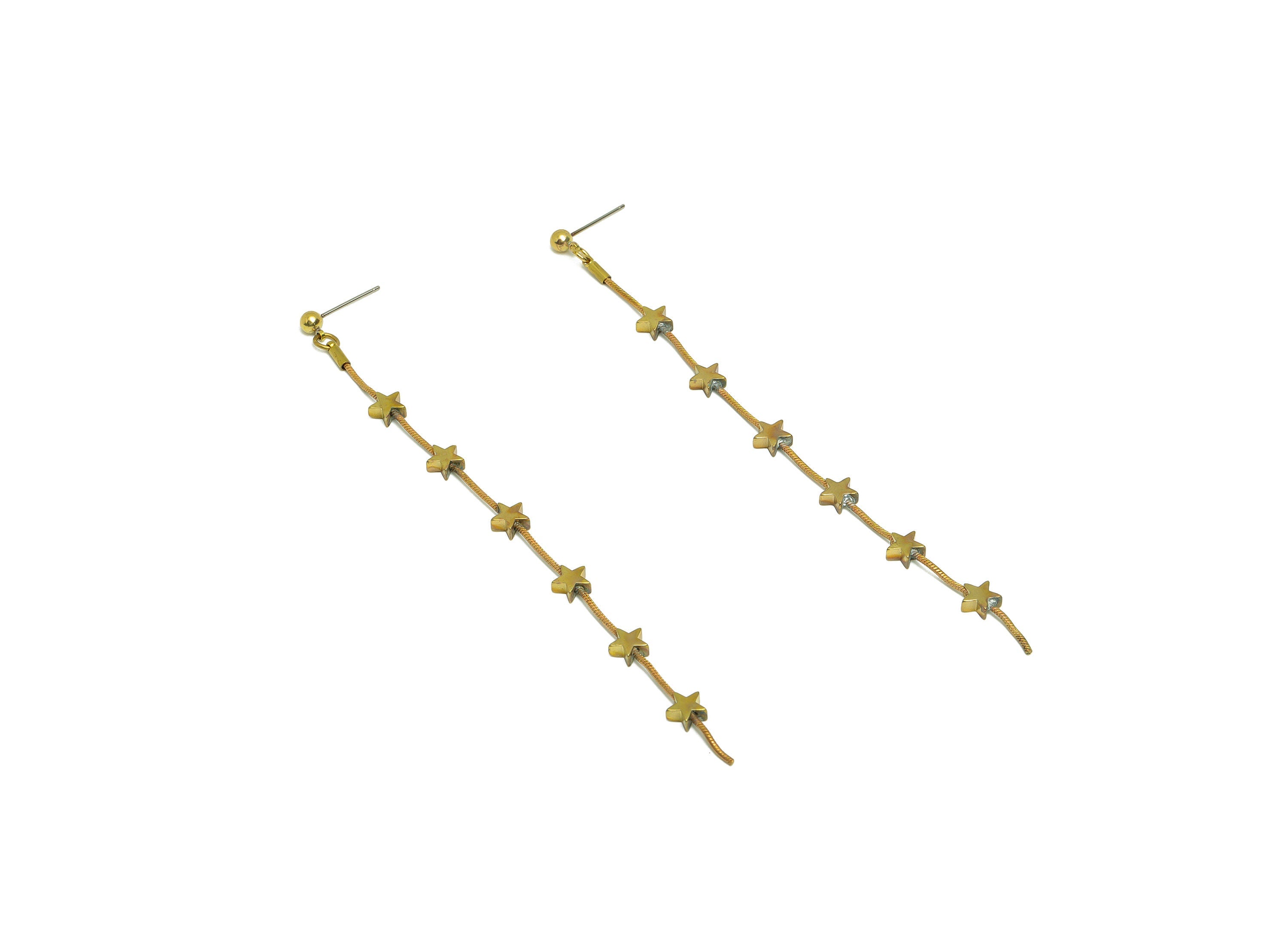 Brass Chain Star Earring Post - Raw Brass Dangle Star Earring Stud - Brass Chain Dangle Earring Post - Brass Star Post - 118x6x2mm - PP10393 - DOMEDBAZAAR