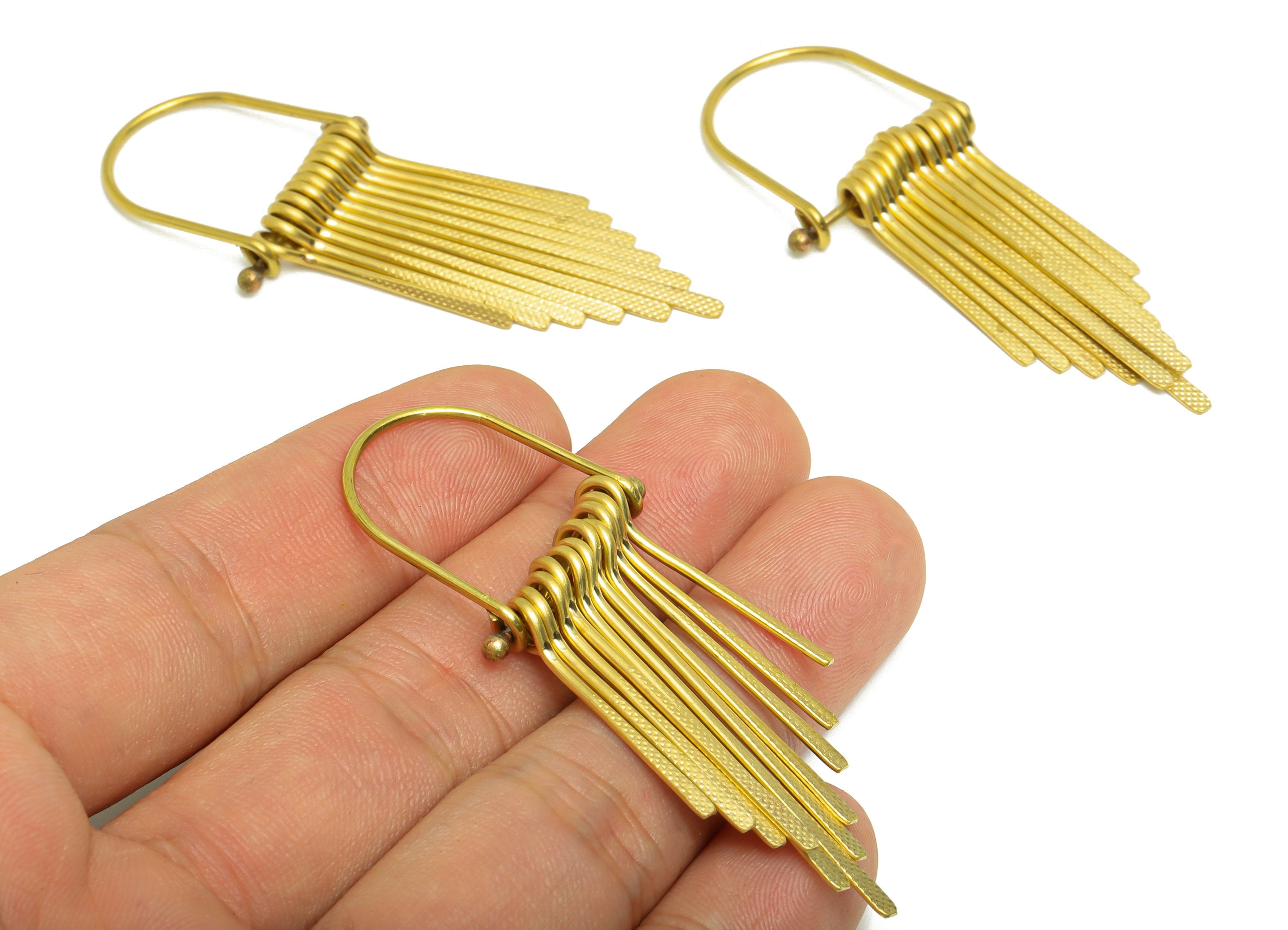 Domed Wire Tassel Earring Charm - Hammered Wire Earring Charm - Domed Fringe Oval Earring Tassel - Dangle Charm - 65x24x5.3mm - PP10433 - DOMEDBAZAAR