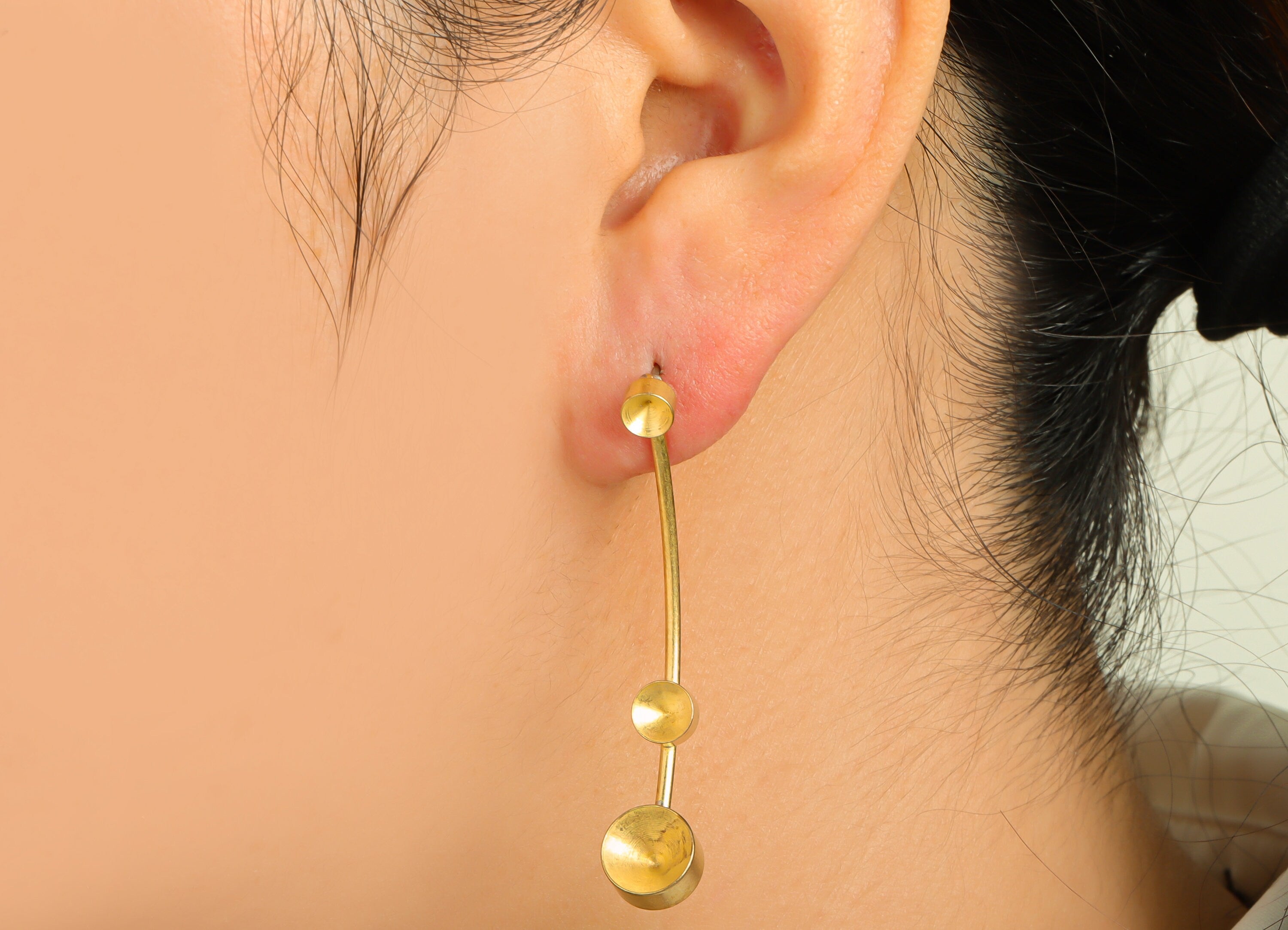 Brass Stick Earring Post - Raw Brass Bent Wire Bead Earring Post - Brass Wire Earring Post For Diamond - Brass Steel Stud - 50x8x4mm-PP10383 - DOMEDBAZAAR