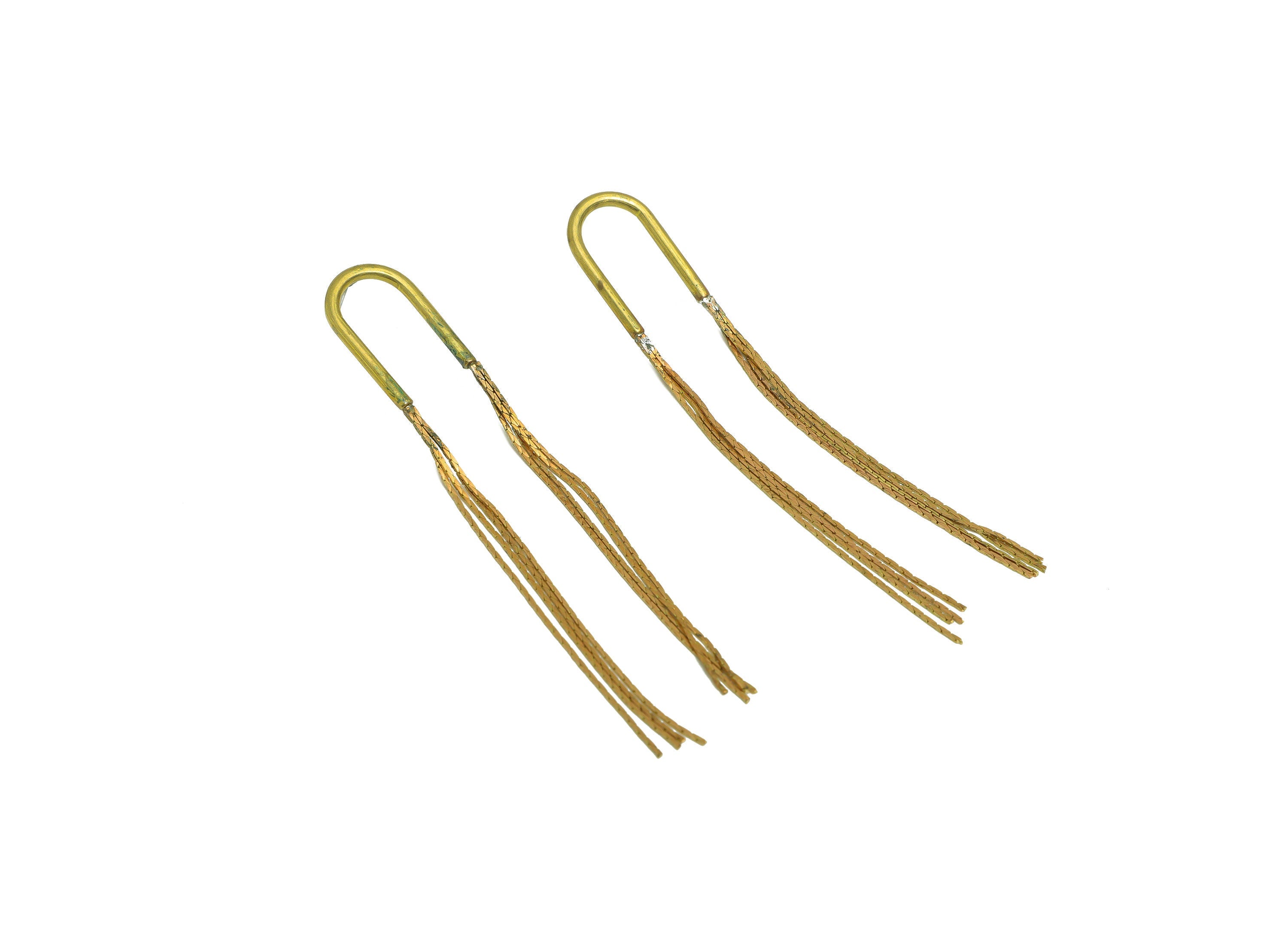 Brass Wire Tassel Earring Post - Brass Hoop Chain Earring Stud - Brass Snake Chain Earring Post - Dangle Tassel Post - 78x14x1.9mm - PP10408 - DOMEDBAZAAR