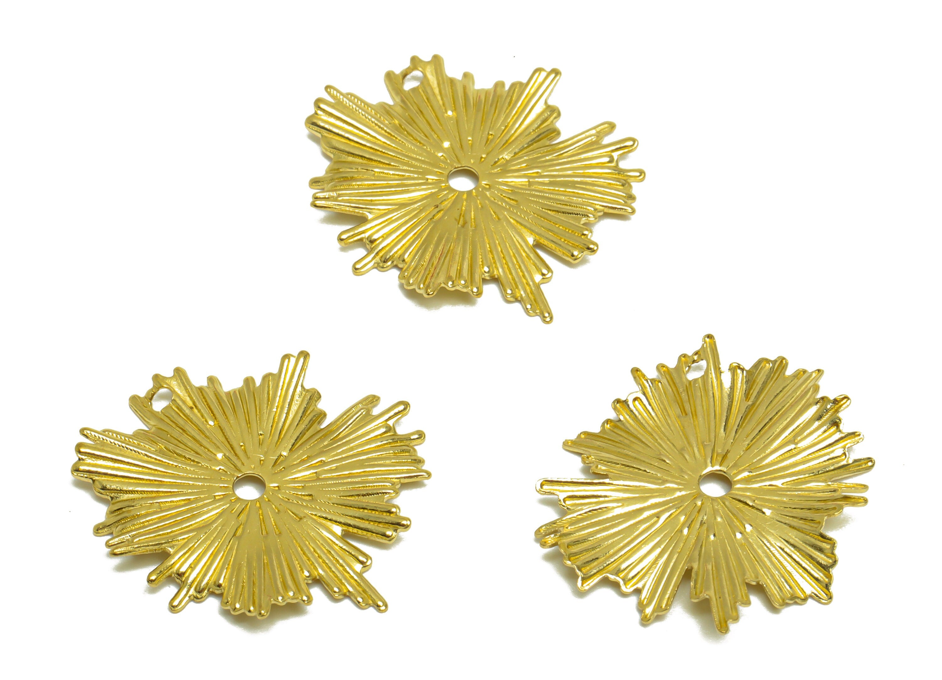 Brass Textured Flower Earring Charm - Raw Brass Textured Wavy Earring Charm - Brass Flower Pendant - Earring Finding - 22x19.4x1mm - PP10222 - DOMEDBAZAAR