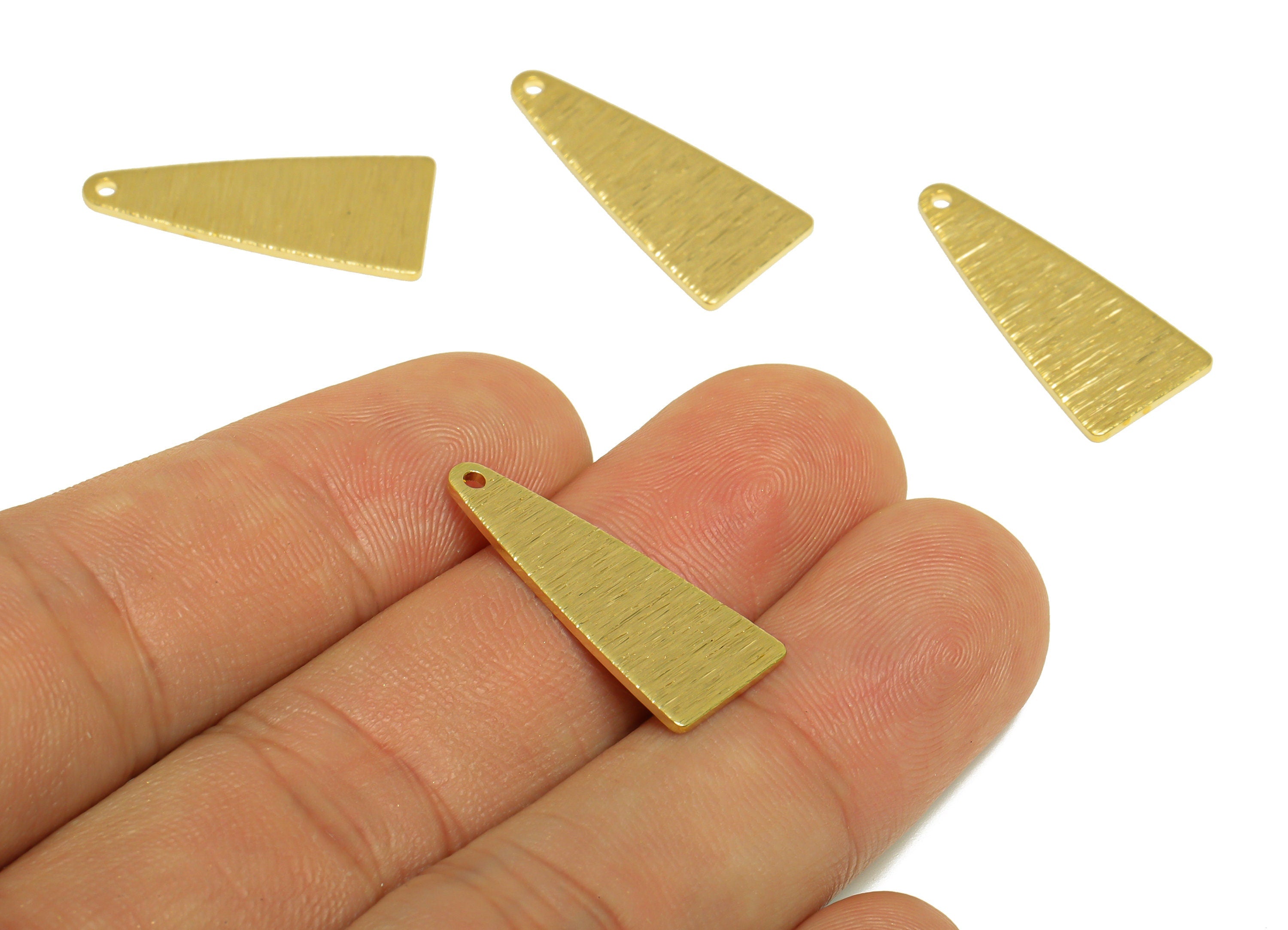 Brass Triangle Earring Charm - Raw Brass Textured Triangle Earring Charm - Geometry Earring Charm - Earring Finding - 25x11x1mm - PP10249 - DOMEDBAZAAR
