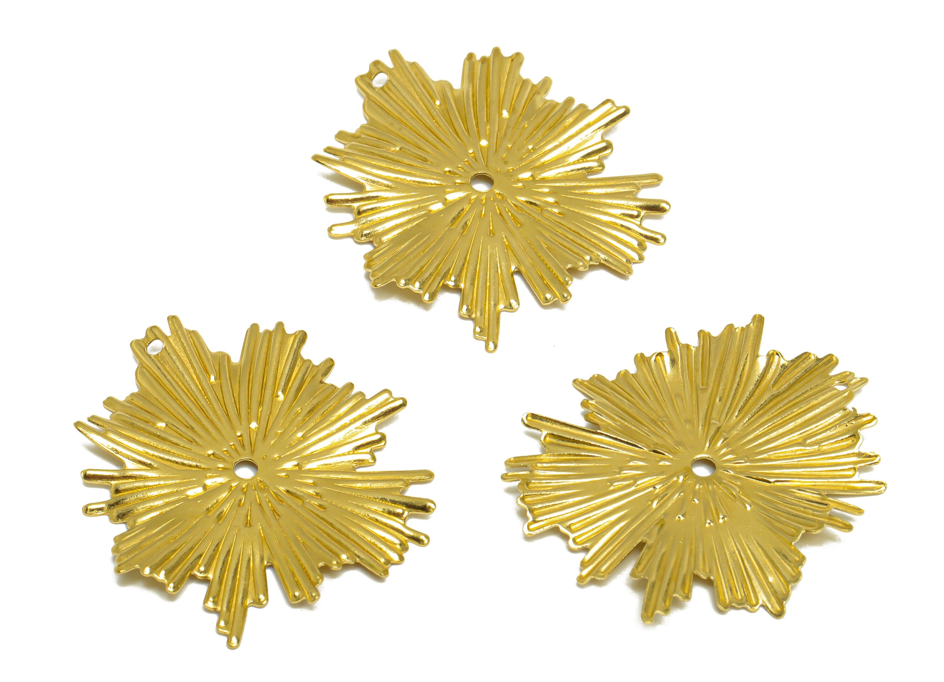 Brass Textured Flower Earring Charm - Raw Brass Textured Wavy Earring Charm - Brass Flower Pendant - Earring Finding - 31.4x28x1mm - PP10290 - DOMEDBAZAAR