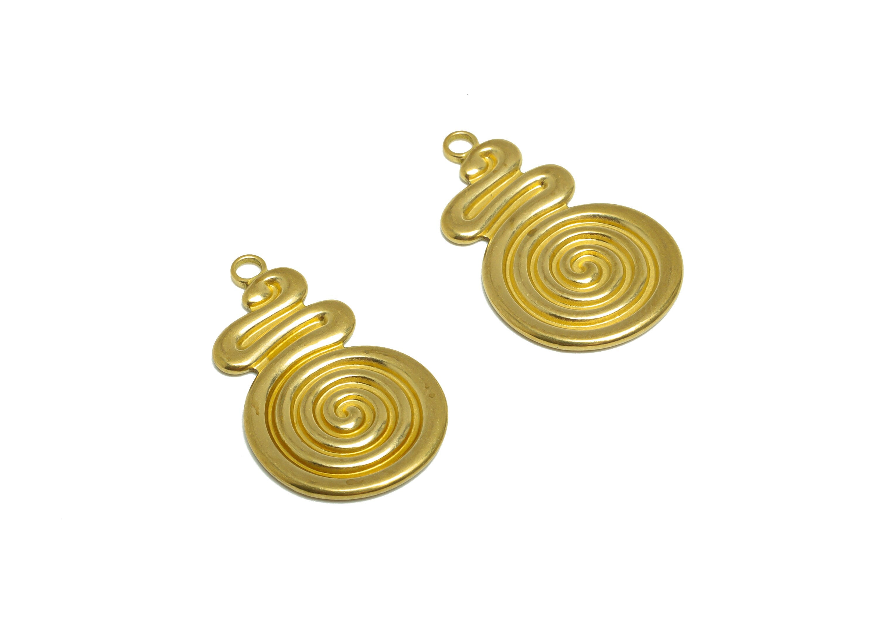 Brass Candy Earring Charm - Raw Brass Textured Snail Earring Charm - Brass Candy Earring Pendant - Earring Finding - 31.2x18.6x1mm - PP10160 - DOMEDBAZAAR