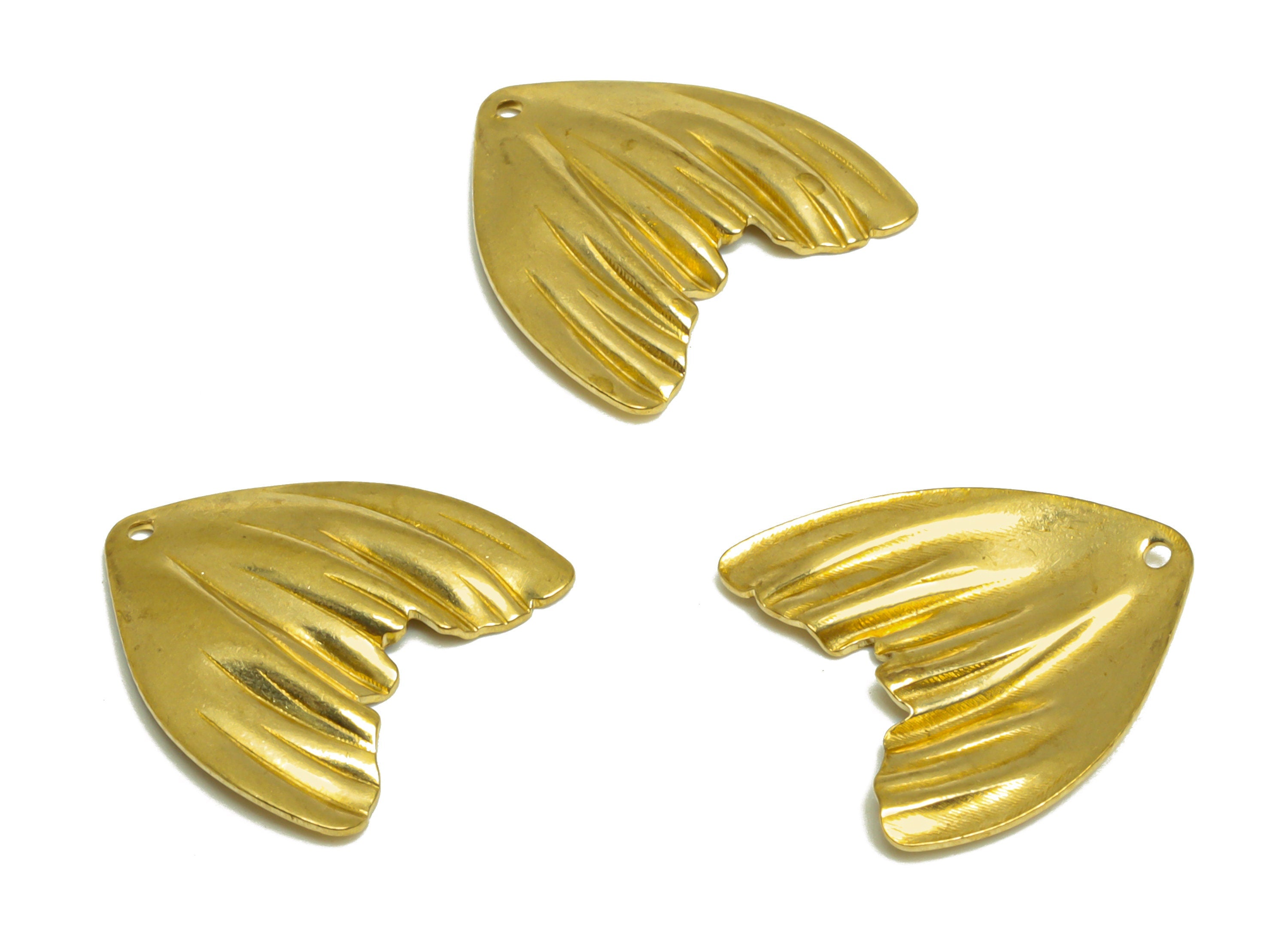 Brass Whale Tail Earring Charm - Raw Brass Textured Fish Tail Earring Charm - Textured Earring Charm - Earring Finding - 15x15x1mm - PP10264 - DOMEDBAZAAR