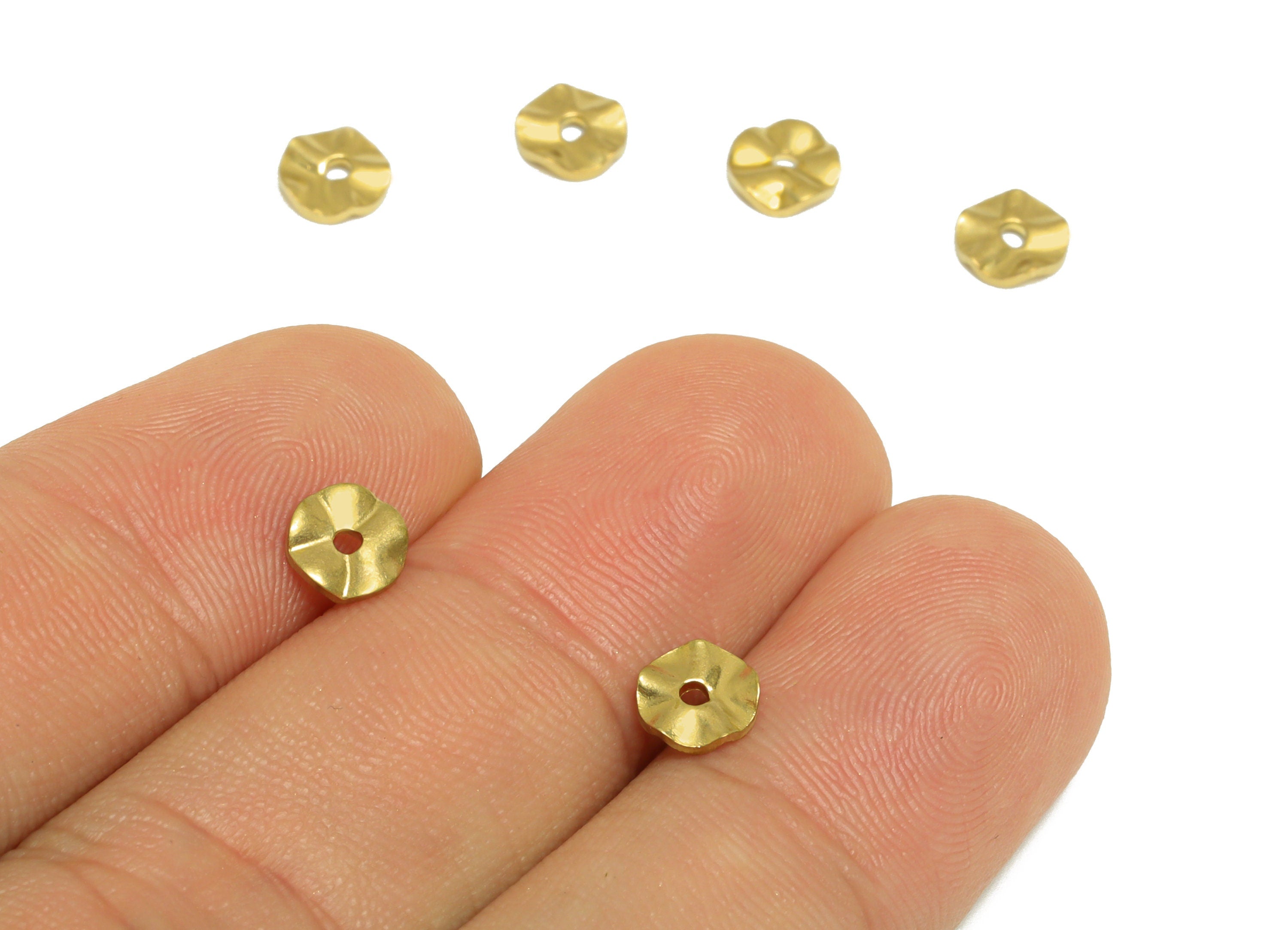 Brass Flower Space Beads - Raw Brass Wavy Round Earring Charm - Brass Circle Earring Charm - Earring Finding - 6.04x6x1.2mm - PP10206 - DOMEDBAZAAR