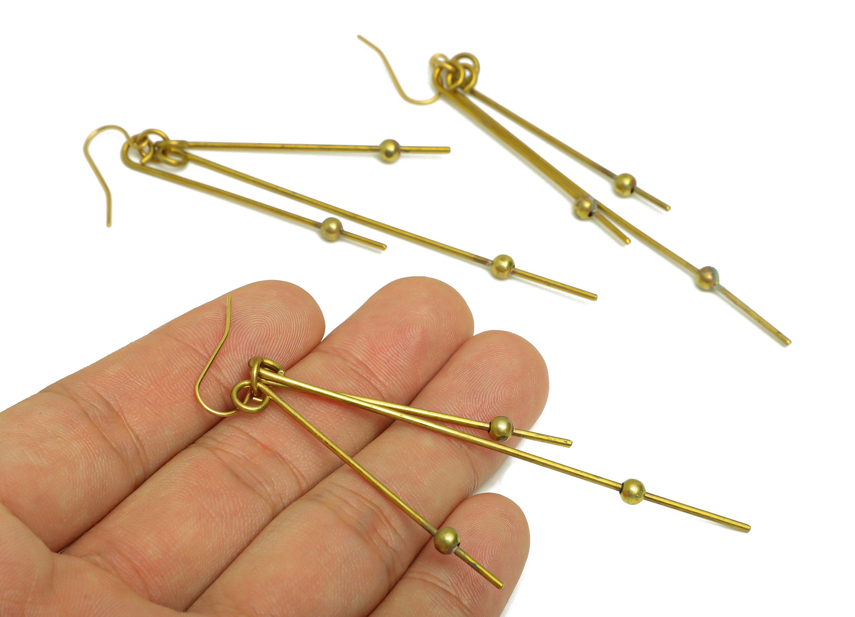 Brass Stick Wire Ear Wire - Brass Bar Bead Earring Hook - Brass Stick Earring Hook - Brass Stick Tassel Hook Earring - 100x8x1.2mm - PP10410 - DOMEDBAZAAR